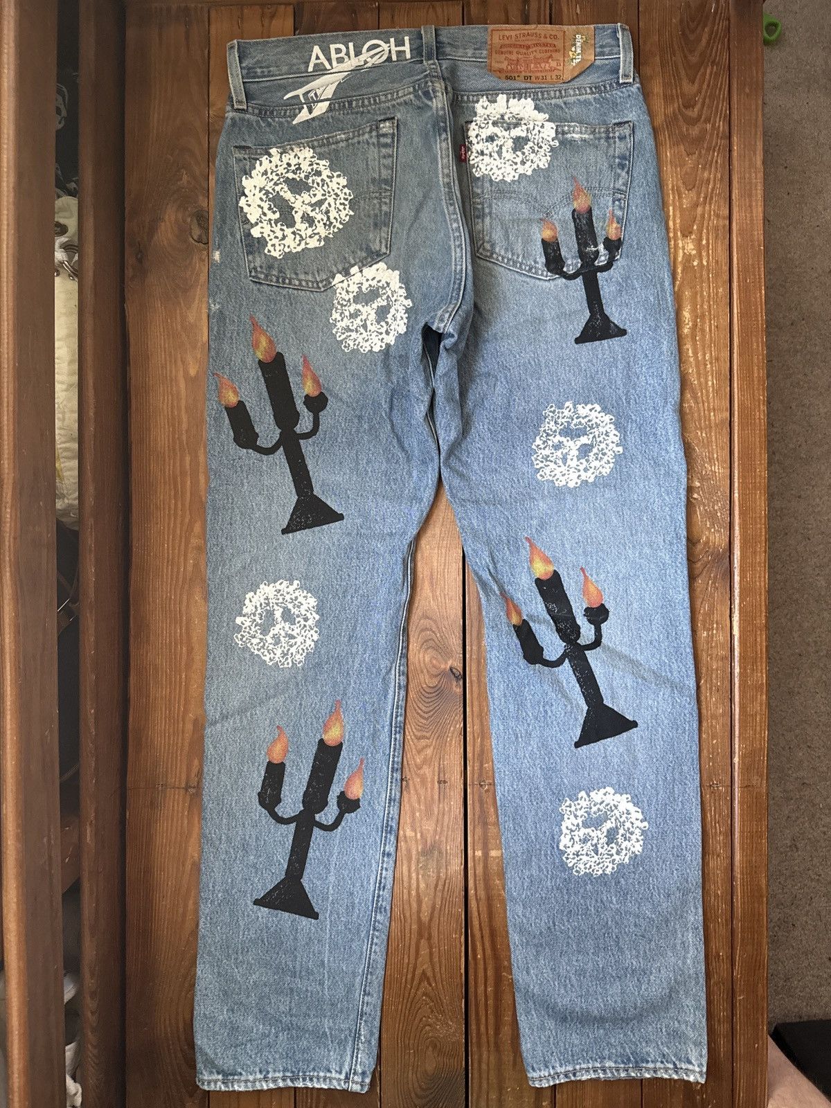 DENIM TEARS × Levi's Denim Tears x Levis x Virgil Abloh Candle Printed Jeans Size US 32 / EU 48 - 3 Thumbnail