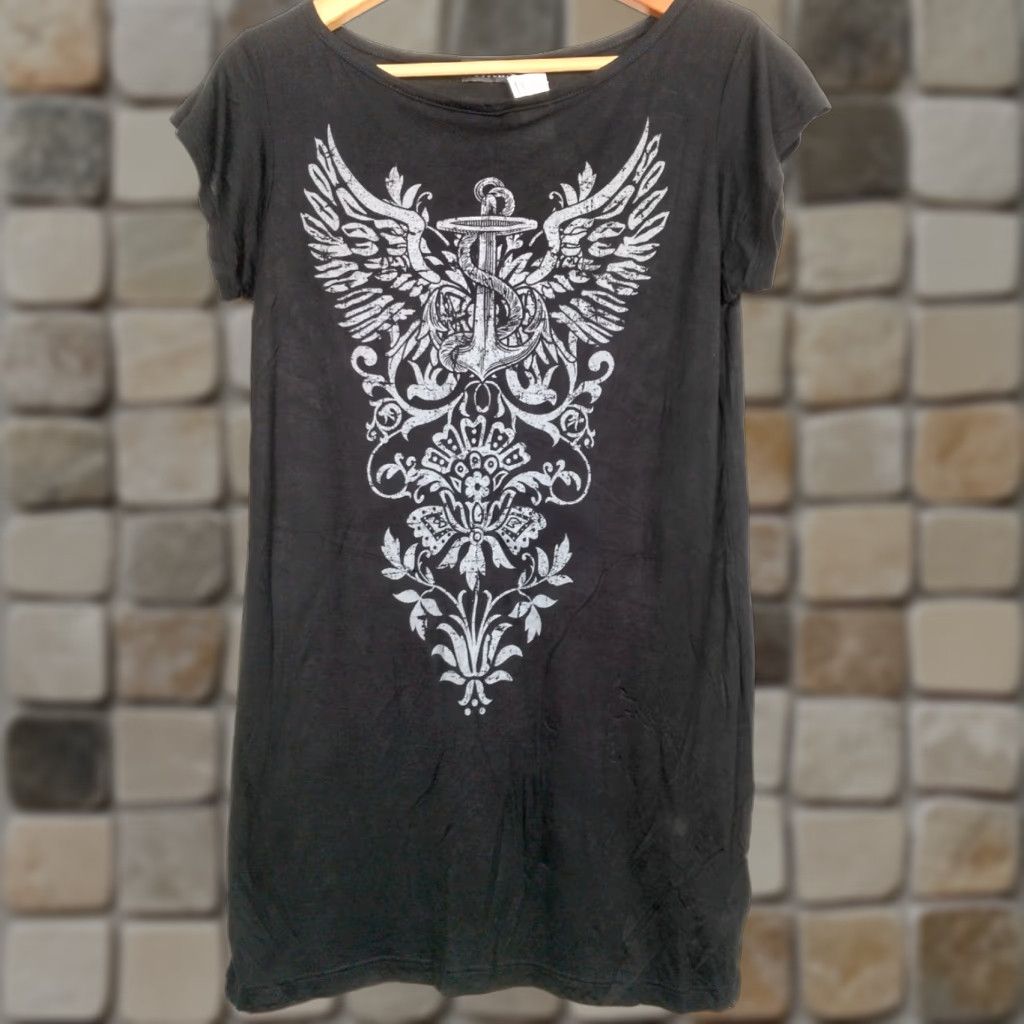 Vintage VINTAGE Wet Seal Juniors XL T-Shirt Women Graphic Anchor Flower Angel Wings Short Sleeve Black Size XL / US 12-14 / IT 48-50 - 1 Thumbnail