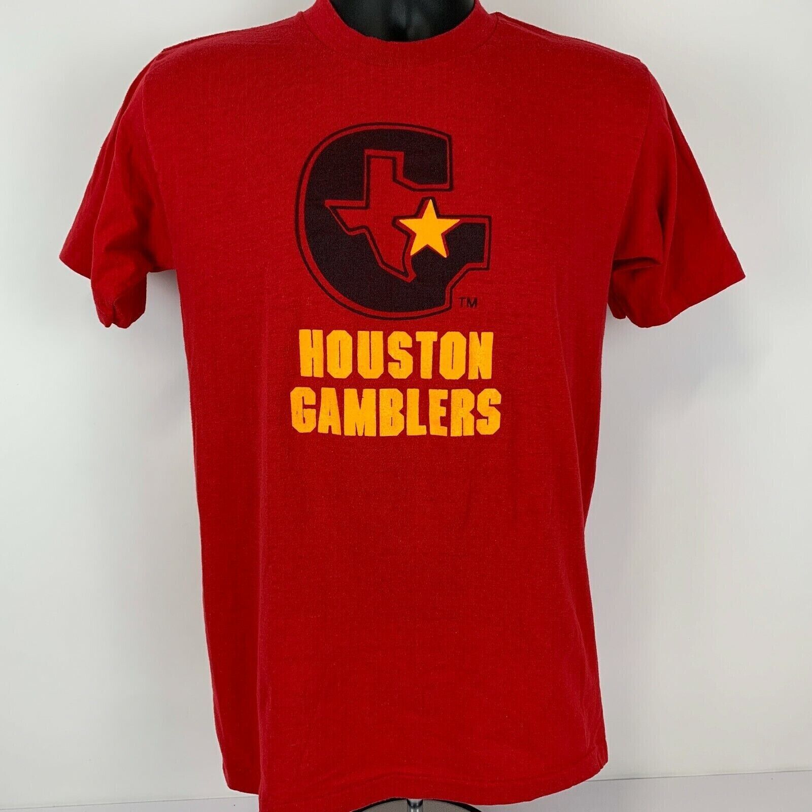Vintage Vintage 80s Houston Gamblers T Shirt USFL Texas Red S Small Size US S / EU 44-46 / 1 - 2 Thumbnail