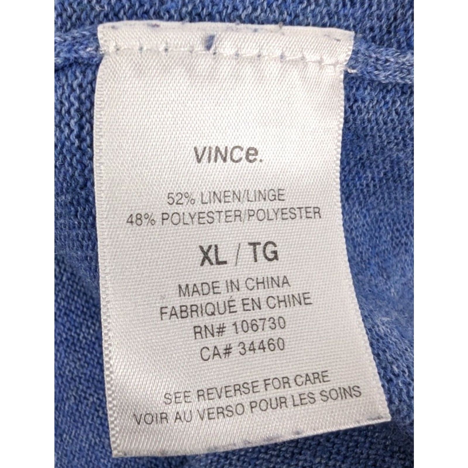 Vince Vince V-Neck Pocket Sweater Size XL Linen Classic Blue Long Sleeve Mens Pullover Knit Shirt Size US XL / EU 56 / 4 - 7 Thumbnail
