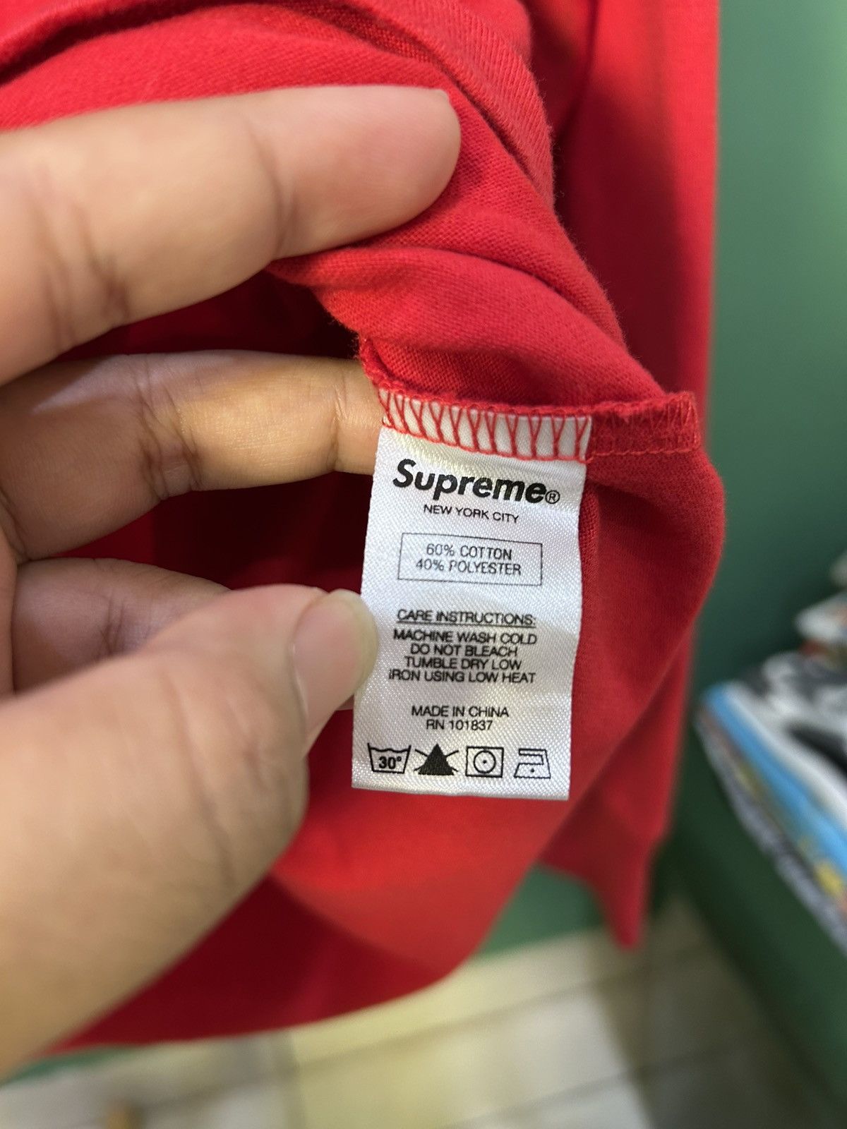 Supreme Supreme Red Piping Script Long Sleeve Size US L / EU 52-54 / 3 - 5 Thumbnail