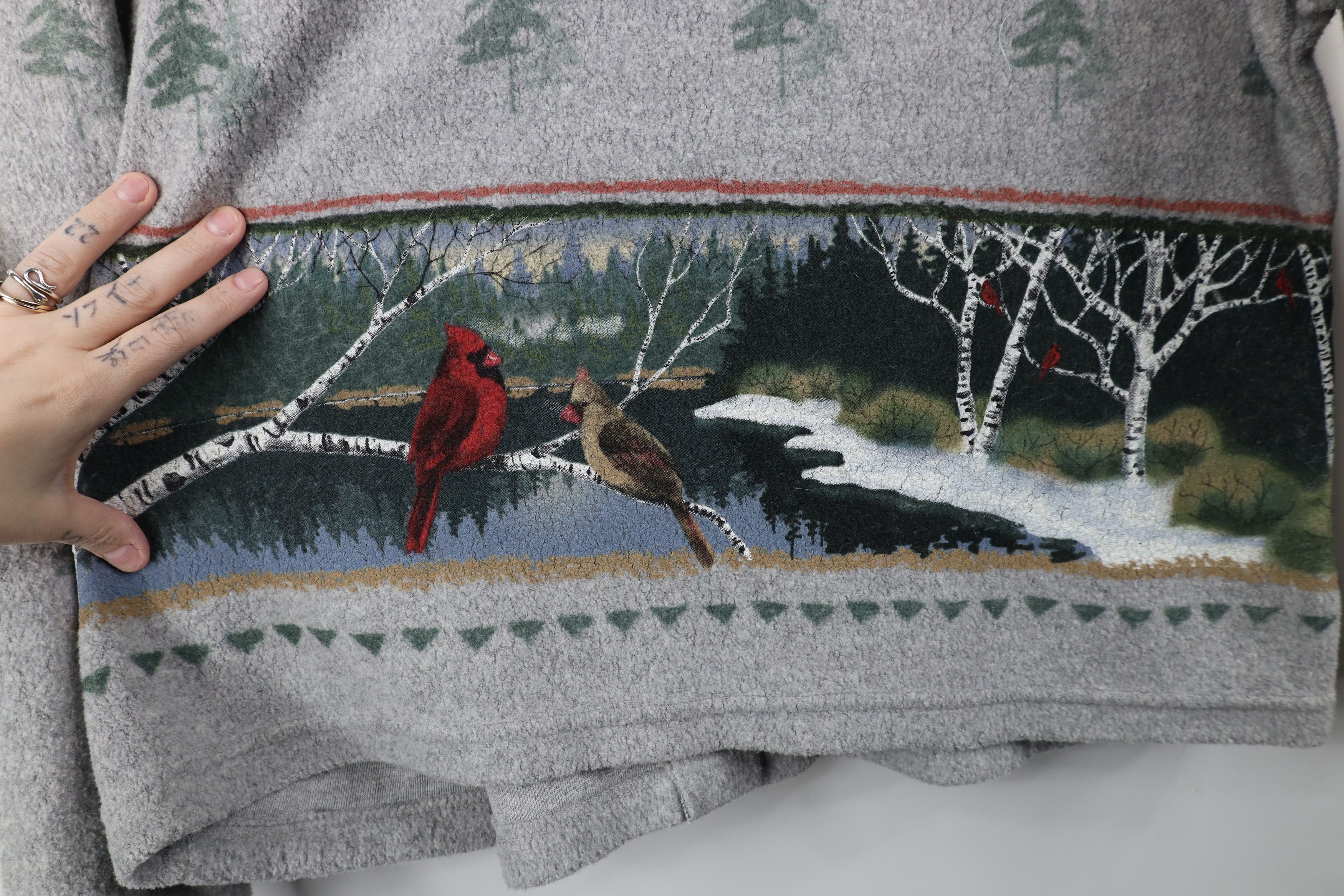 Vintage Vintage 90s Streetwear Print Fleece Cardigan Sweater USA Size L / US 10 / IT 46 - 10 Thumbnail