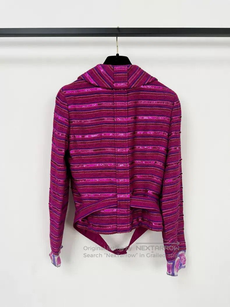 Chanel Chanel Rose-red braided sequin coat Size XXS / US 00 / IT 34 - 4 Thumbnail