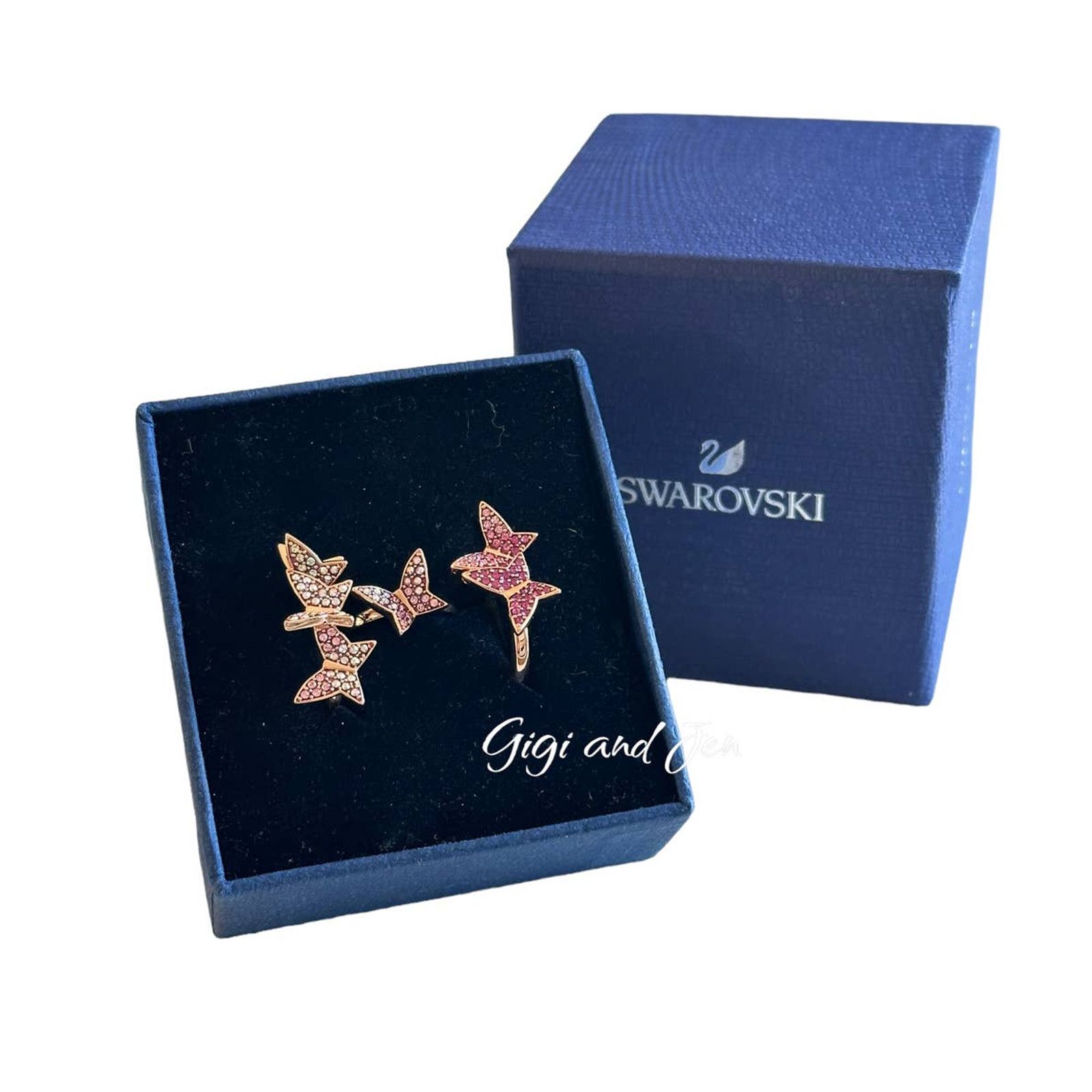 Swarovski Swarovski Lilia ring Set (3), Butterfly, Rose gold-tone 7 Size ONE SIZE - 1 Thumbnail