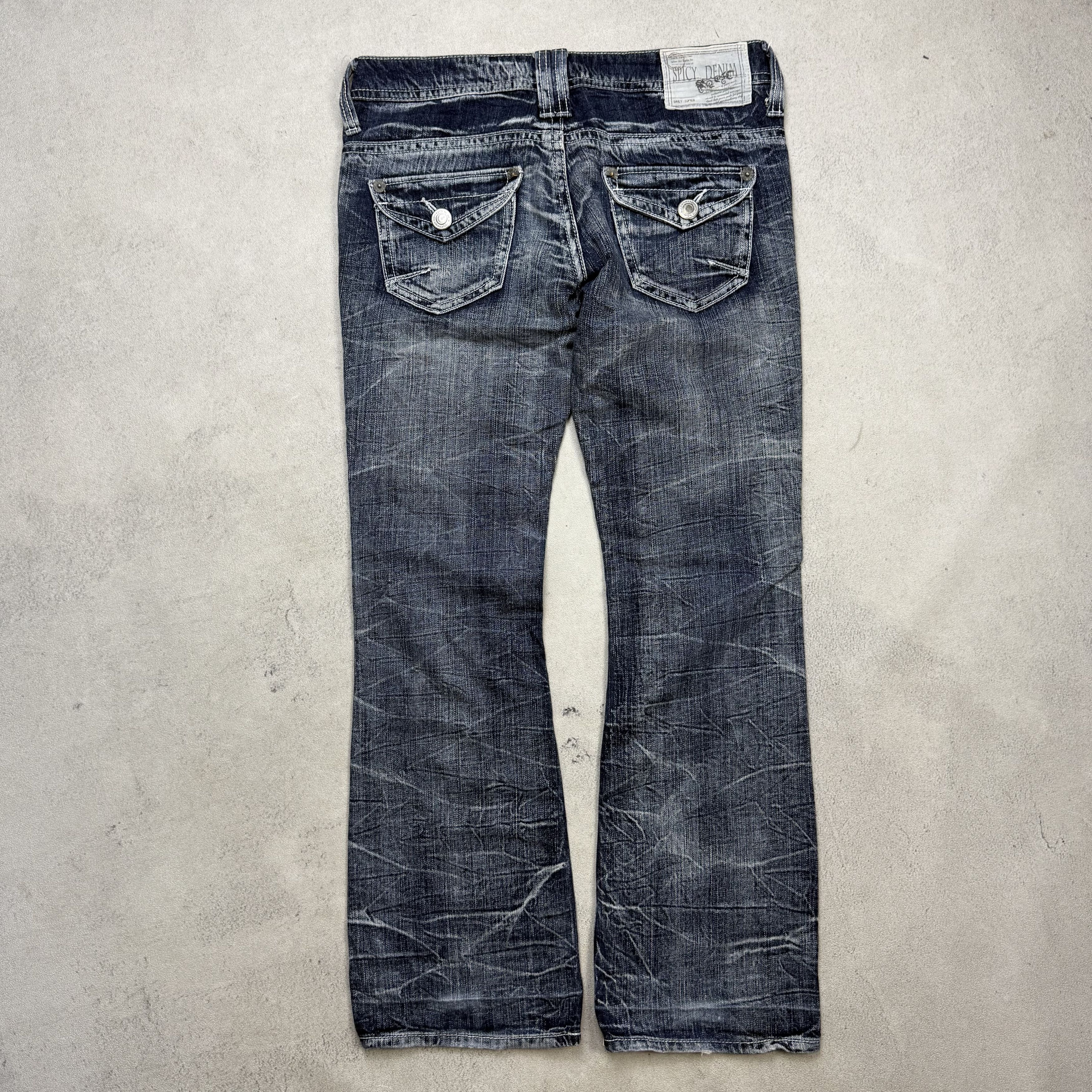 Japanese Brand Spicy Denim Flare Distressed Jeans Low Rise Size US 32 / EU 48 - 4 Thumbnail