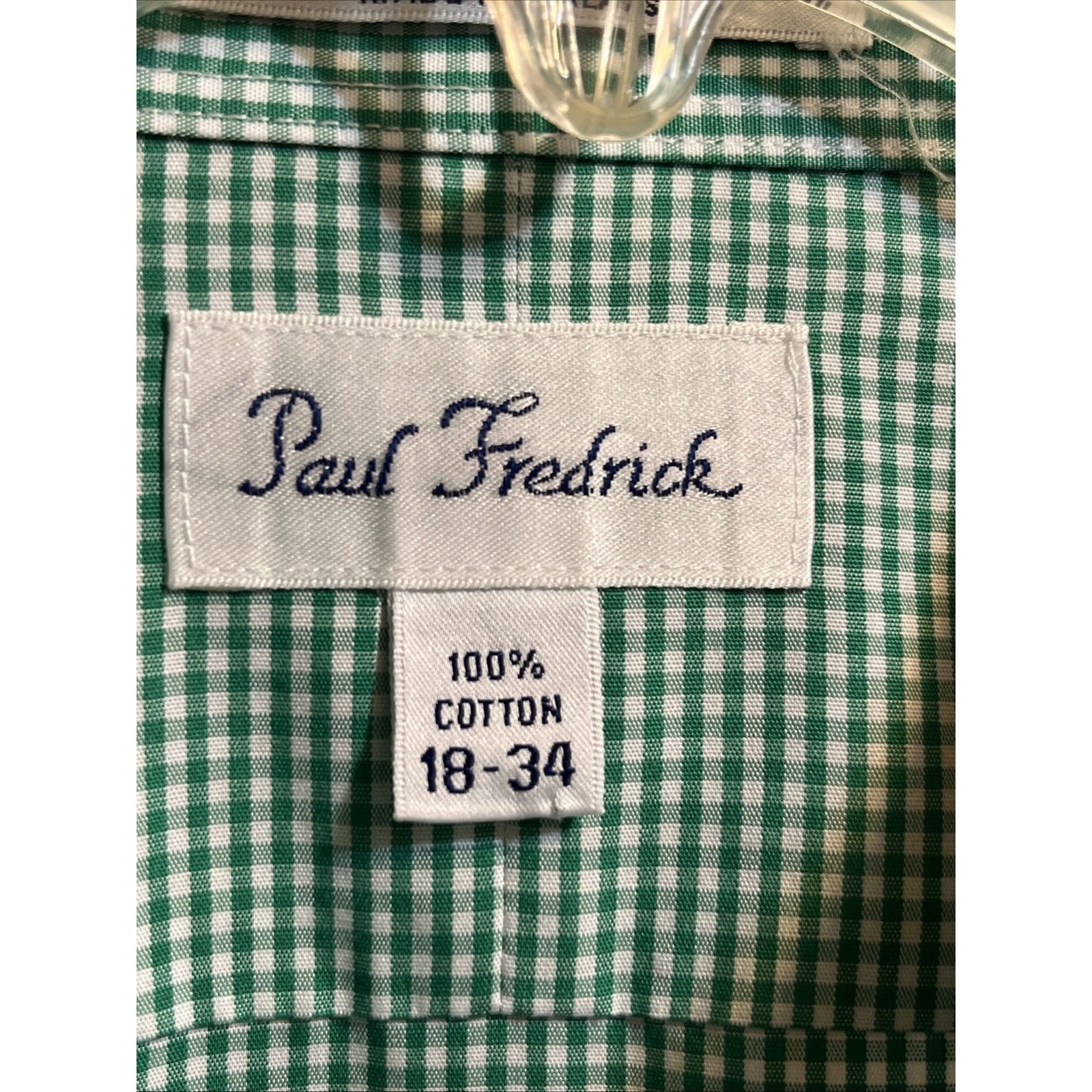 Paul Fredrick Paul Fredrick Two-Ply Cotton Shirt Mens 18 34 Green Plaid LS Size US XXL / EU 58 / 5 - 3 Thumbnail
