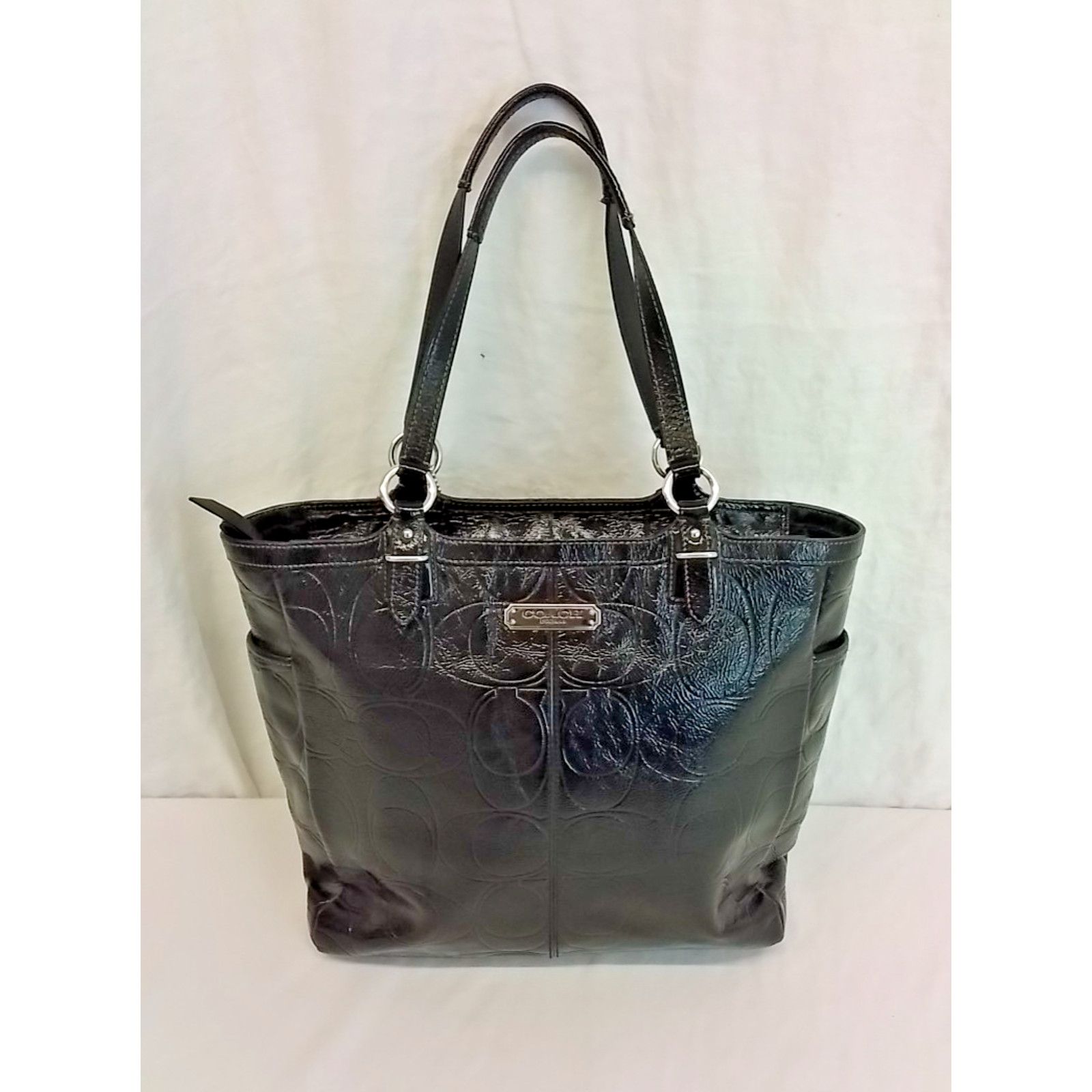 Coach Coach Gallery Tote Bag Black Patent Leather Signature C Size ONE SIZE - 2 Thumbnail