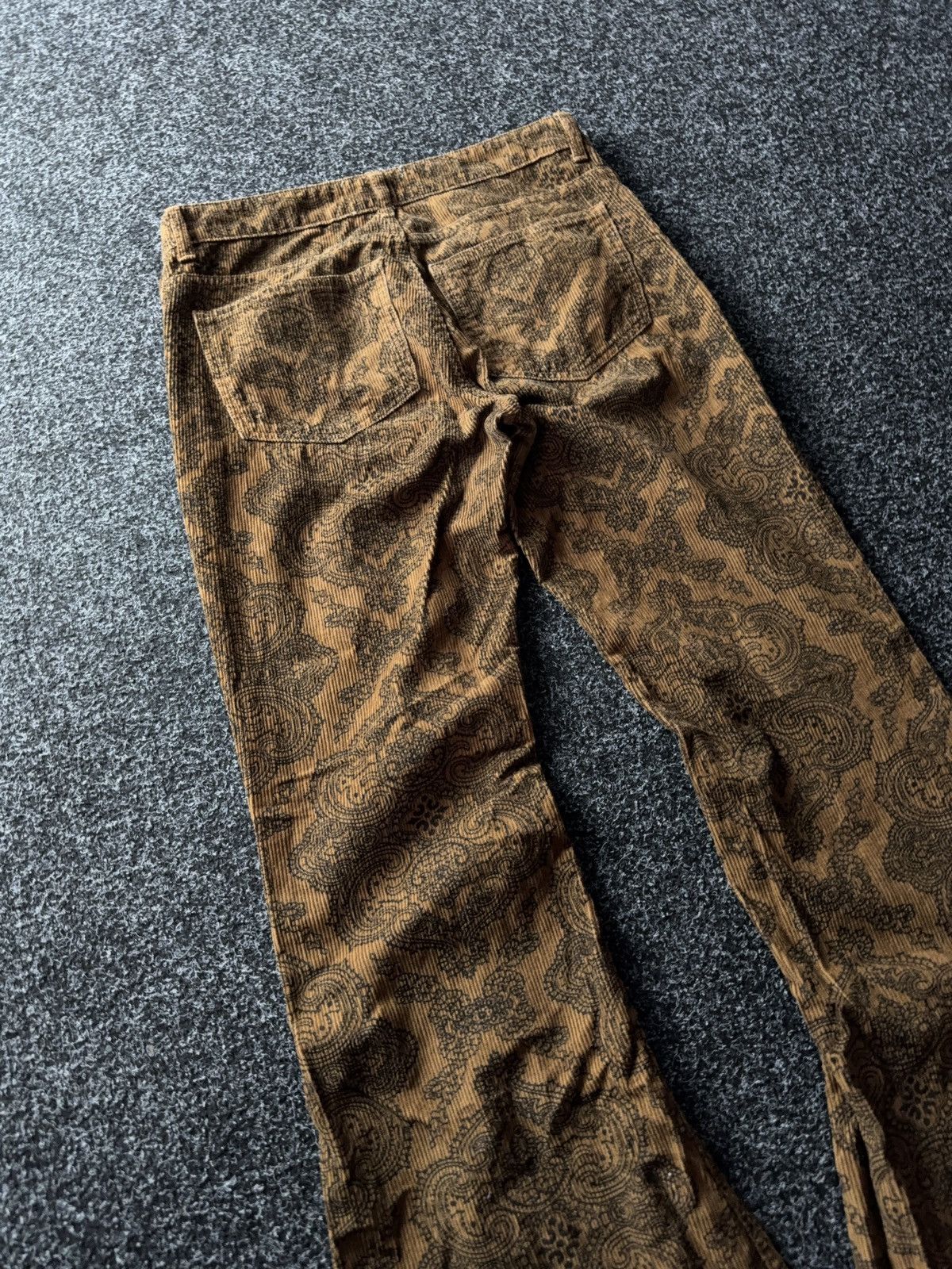 Japanese Brand Paisley Corduroy Flare Pants Y2K Japan Style Hysteric Mood Size 31" - 12 Thumbnail