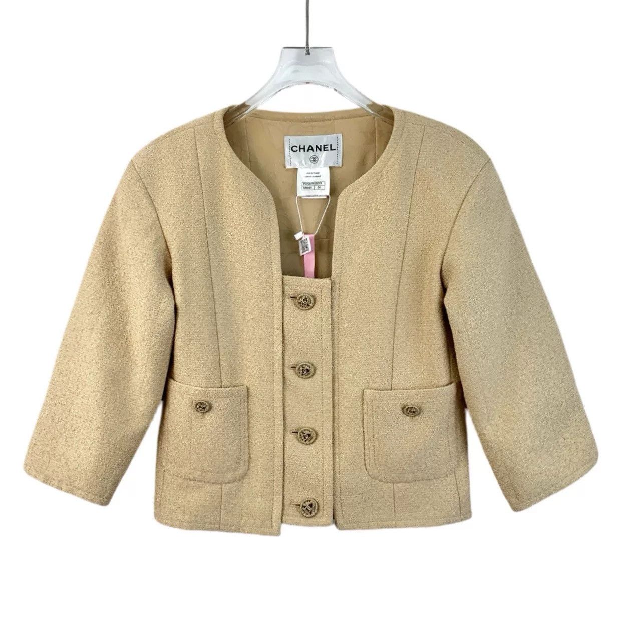 Chanel Chanel Cropped Beige Jacket XXS Women Size XXS / US 00 / IT 34 - 1 Thumbnail