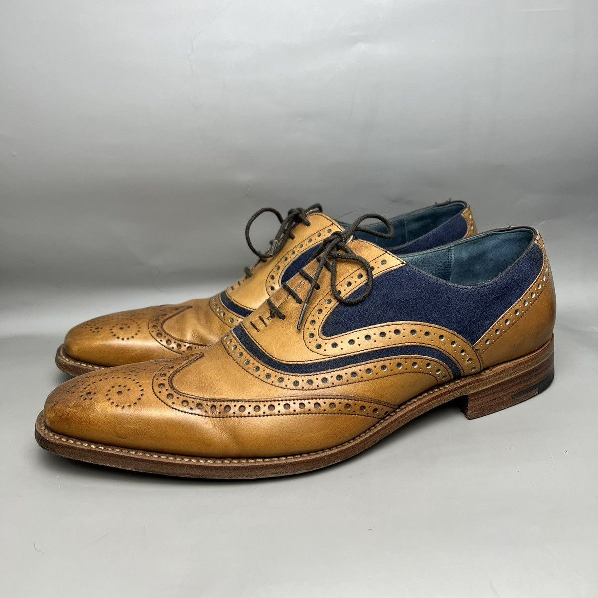 Barker McClean Brogue Oxford Shoes ‘Cedar Calf/ Navy Suede’🔥