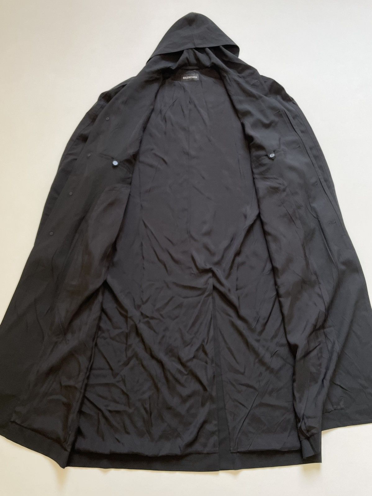 Balenciaga S/S 24 Black Wool Hooded Cloak Jacket Size US XL / EU 56 / 4 - 11 Thumbnail