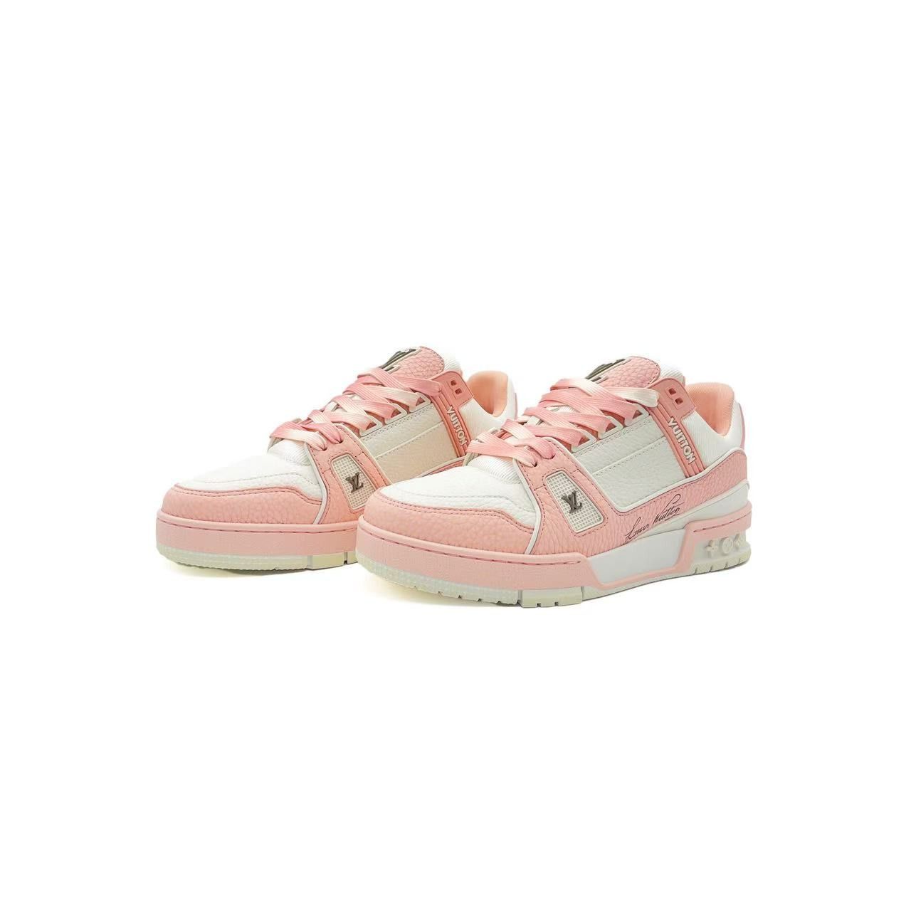 Louis Vuitton Louis Vuitton Pink & White Trainer Sneakers Size US 4 / IT 34 - 2 Thumbnail