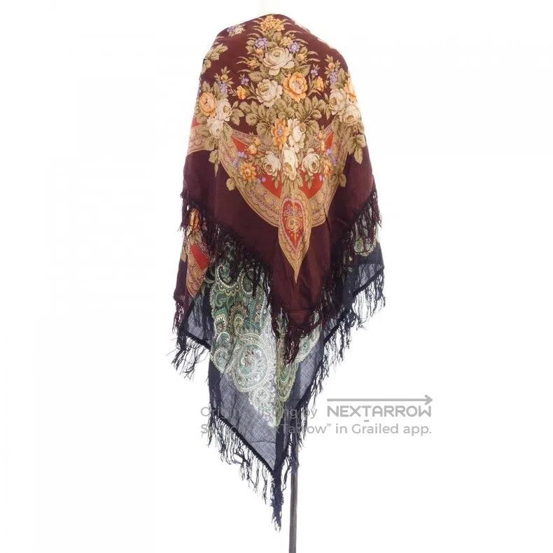 Yohji Yamamoto Yohji Yamamoto Wool printed fringe shawl Size ONE SIZE - 3 Thumbnail