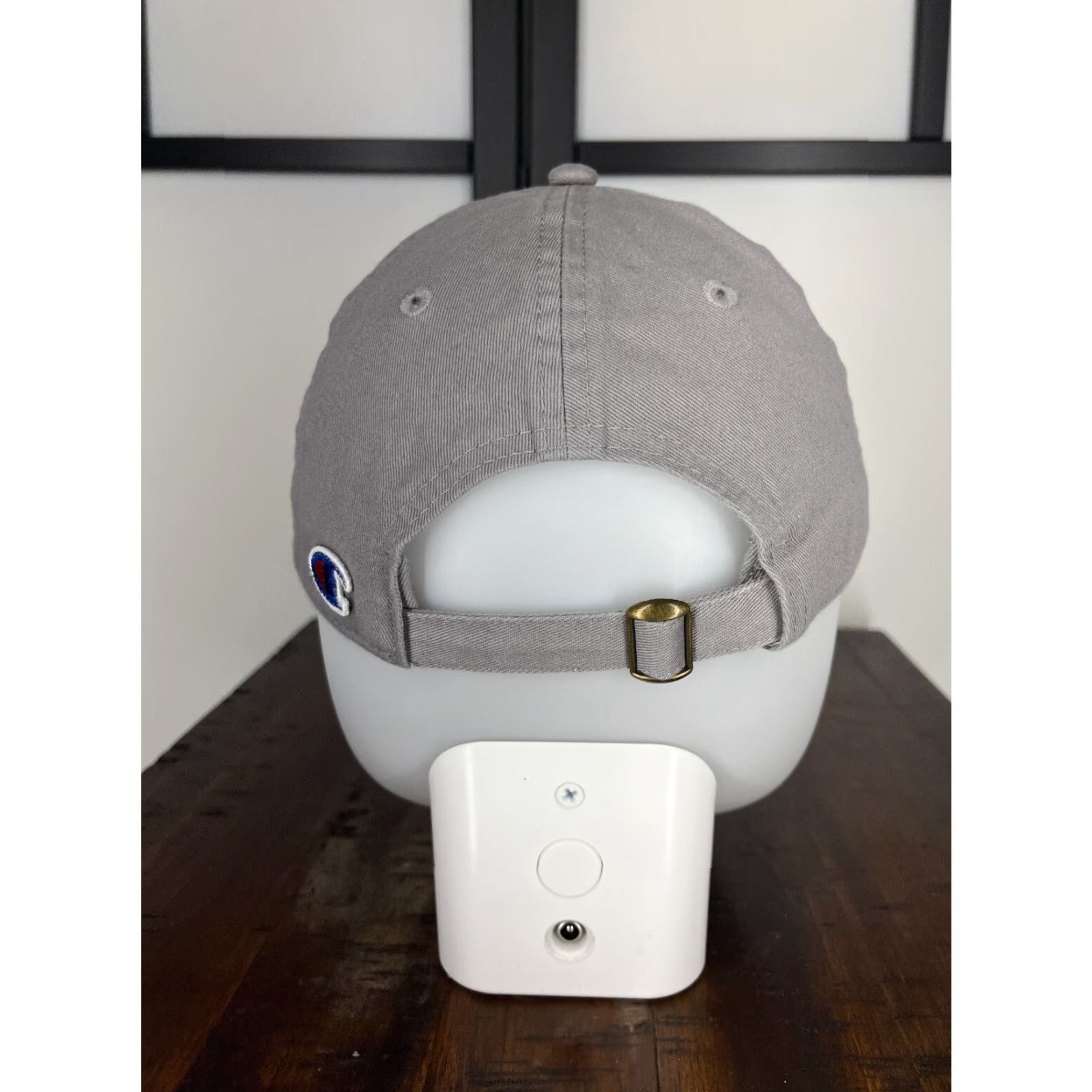 Champion Champion Hat Cap Strap Back Adult One Size Gray Embroidered 100% Cotton Golf Hat Cap Button Back Adjustable Twill Logo Mens Size ONE SIZE - 6 Thumbnail