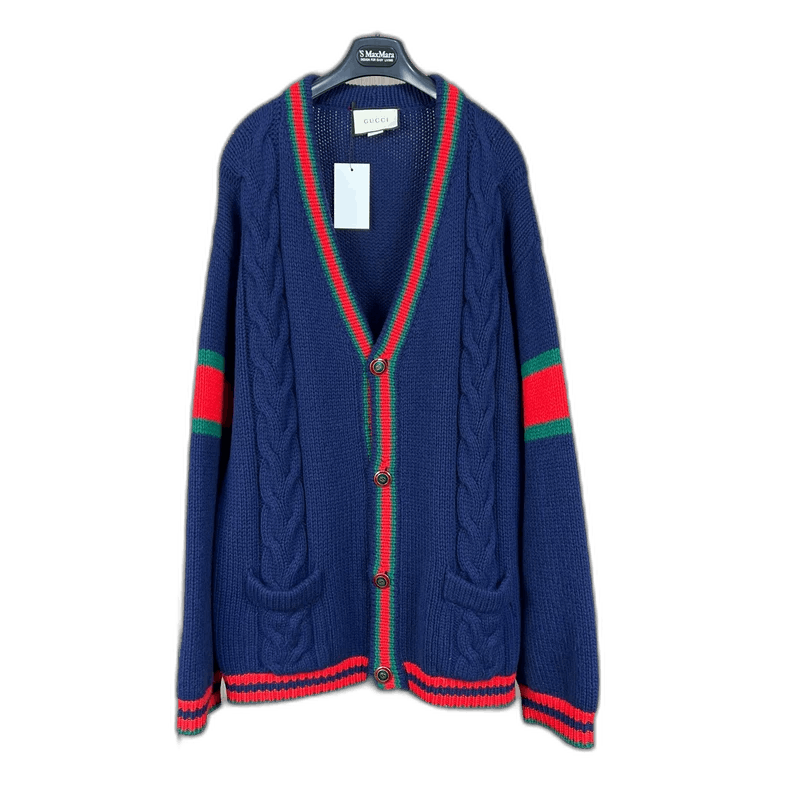 Gucci Gucci Navy Blue Knit Cardigan with Stripes-yf Size US XXL / EU 58 / 5 - 1 Thumbnail