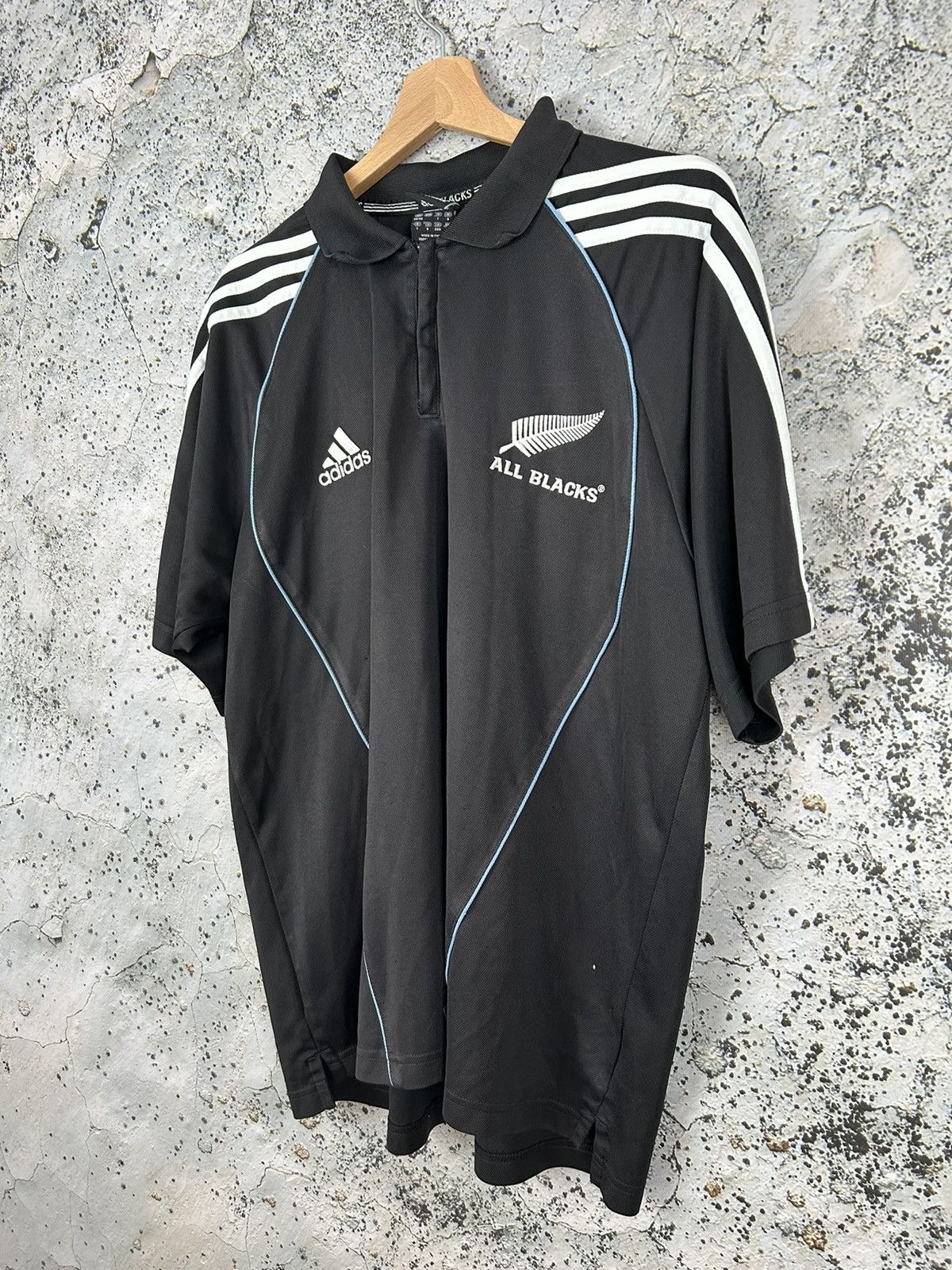 Adidas Vintage Adidas All Black Rugby New Zealand Jersey Hype Rare Size US M / EU 48-50 / 2 - 2 Thumbnail