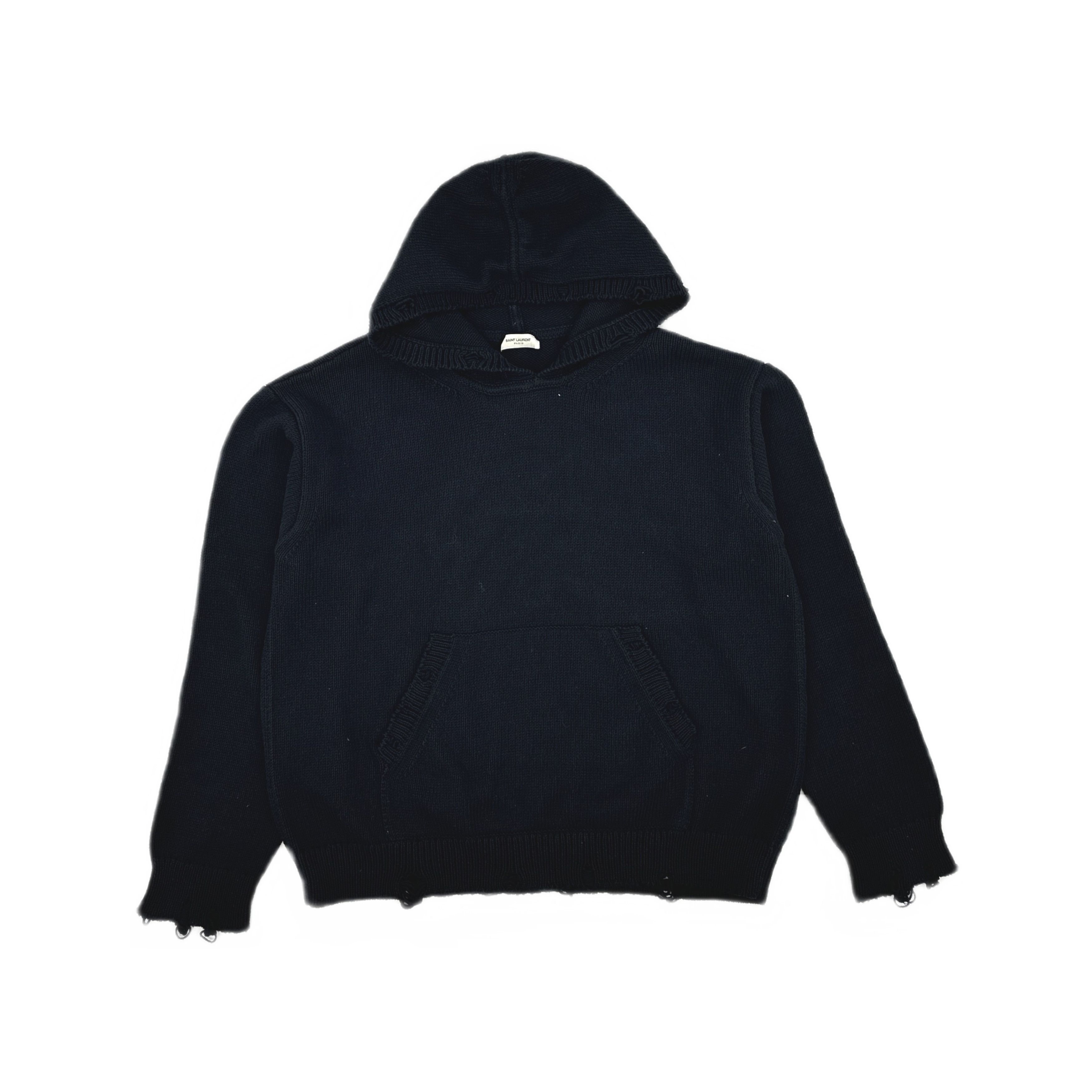 Saint Laurent Paris Saint Laurent Distressed Knit Hoodie Size XL Size US XL / EU 56 / 4 - 1 Thumbnail