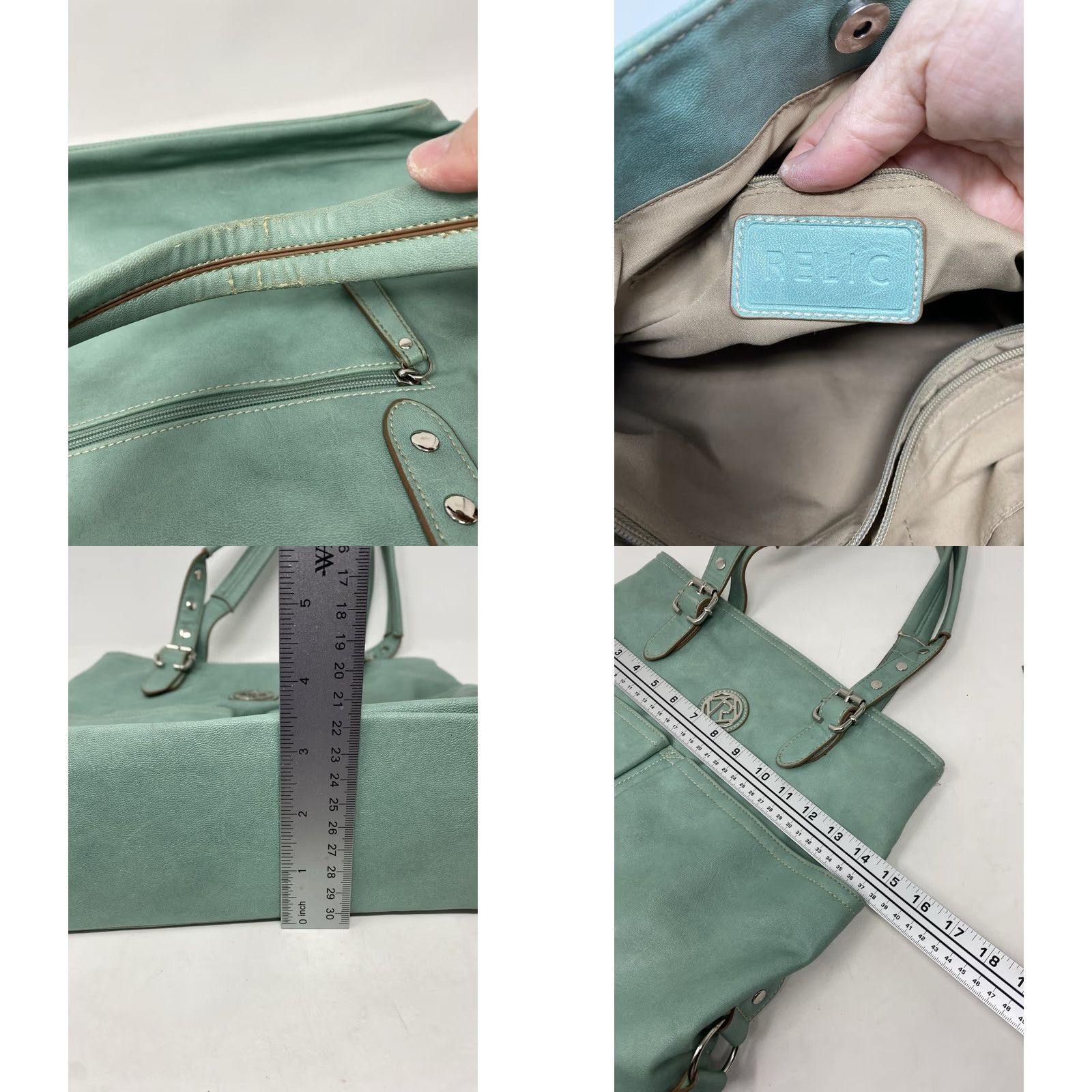 Fossil VINTAGE Fossil Relic Shoulder Handbag Green Vegan Leather Medium Size ONE SIZE - 8 Thumbnail