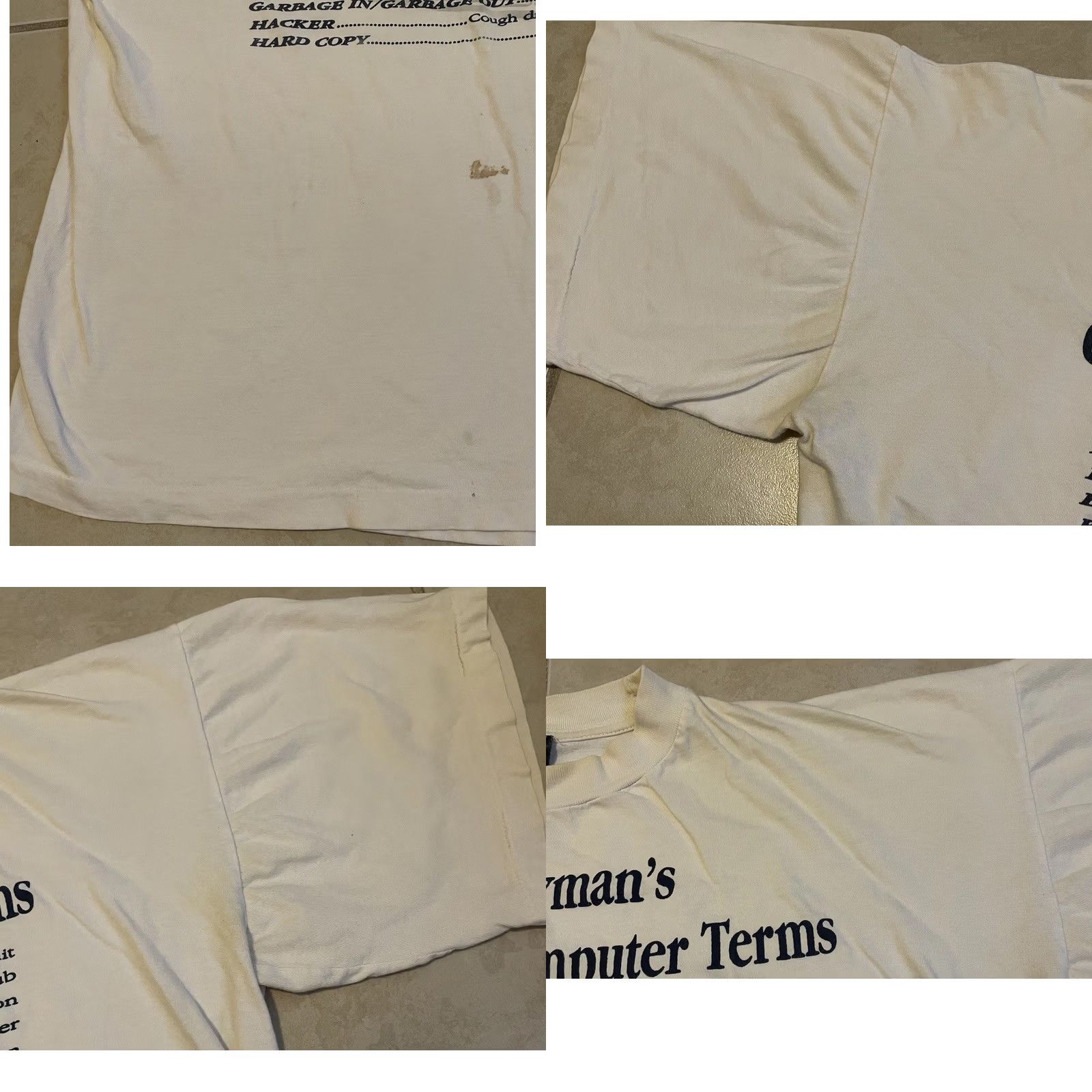 Apple VINTAGE 90s Computer Terms Faded Shirt XXL Mens White Cotton T-Shirt 2XL Single Stitch Intel i960 Funny Tech Electronics Retro Garbage? Size US XXL / EU 58 / 5 - 8 Thumbnail