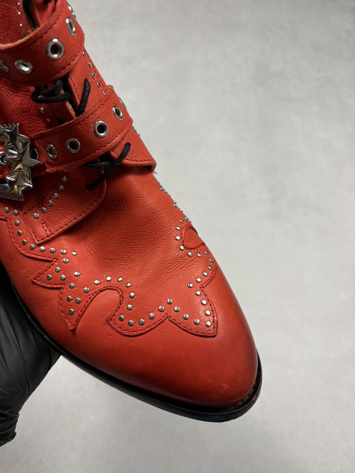 Other Air & Grace London Red Western Buckle Leather Boots 43 West Size US 10 / EU 43 - 8 Thumbnail