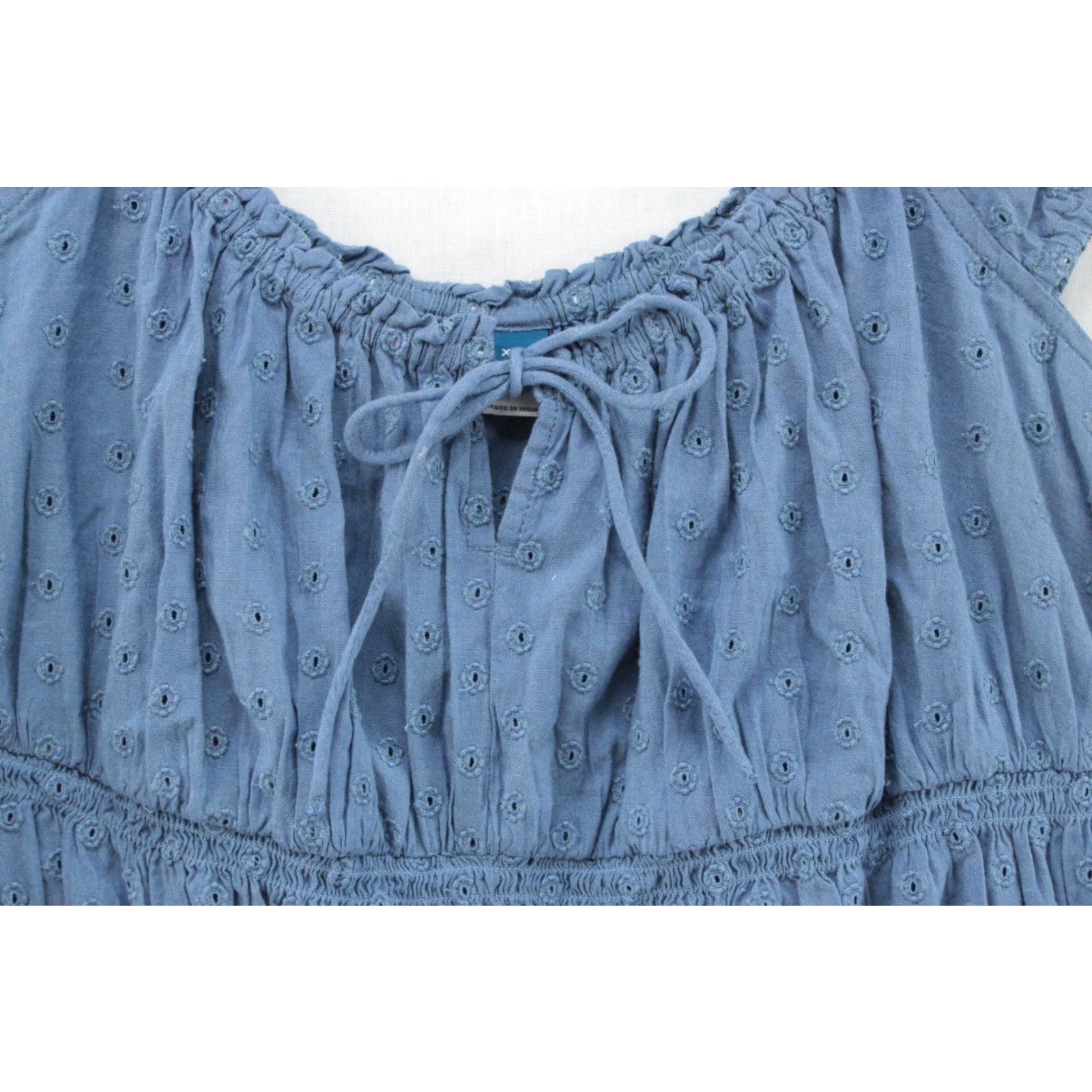 Old Navy Old Navy Top Blouse Women's XXL Blue Denim Ruffle Smock Boho Prairie Western Cottagcore Size XXL / US 16-18 / IT 52-54 - 2 Thumbnail