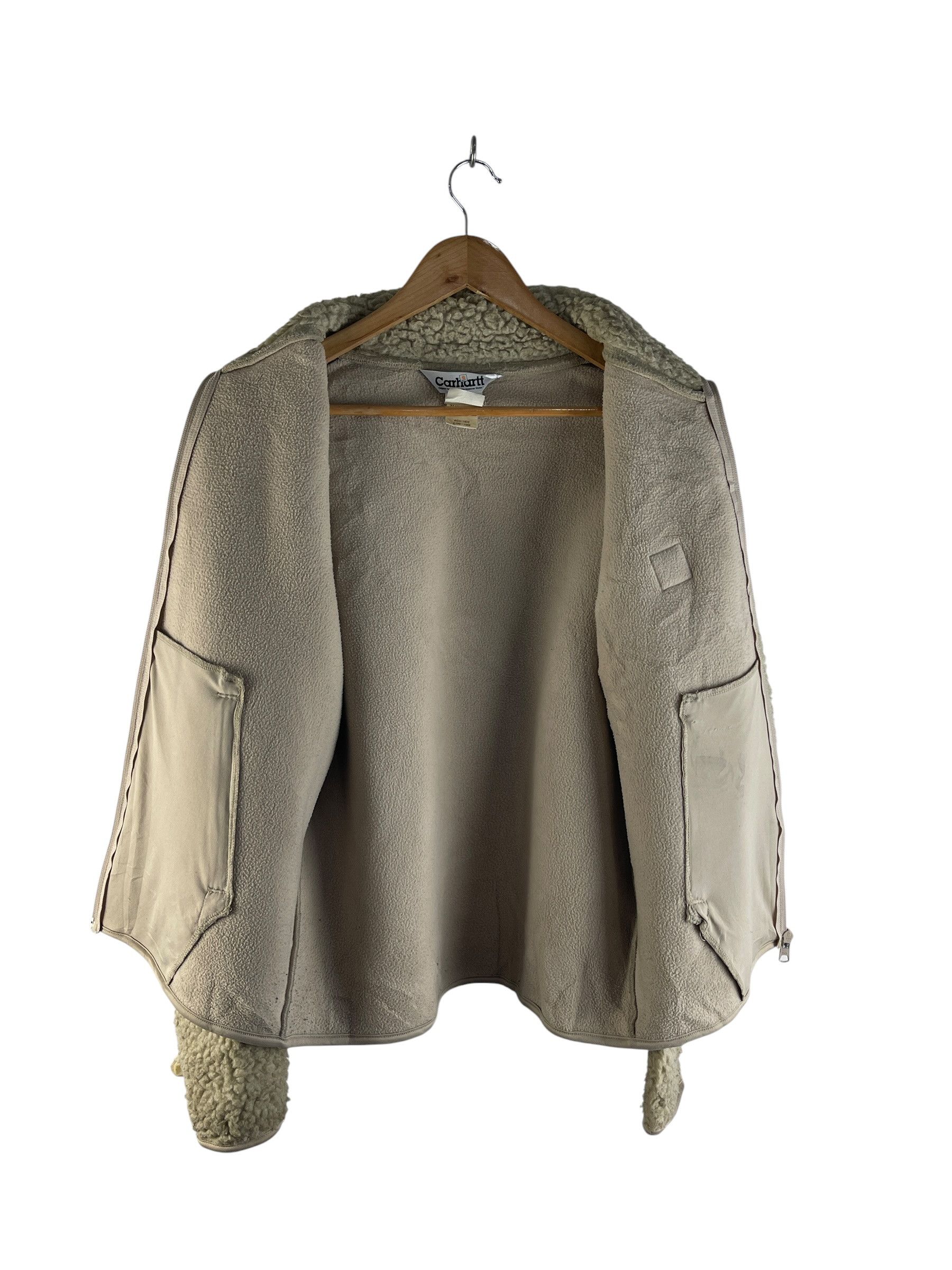 Carhartt Vintage Carhartt Sherpa Fleece Jacket Beige Leather Patch Size US M / EU 48-50 / 2 - 4 Thumbnail