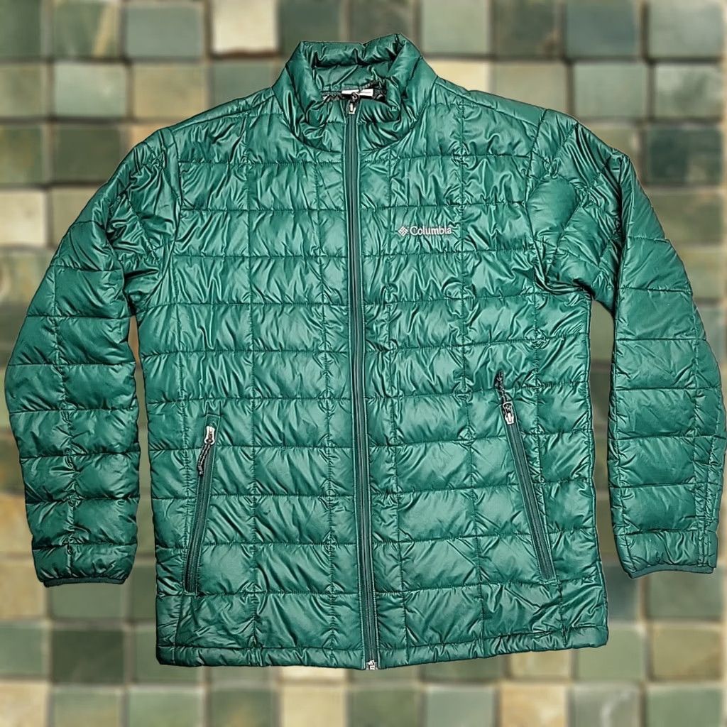 Vintage Columbia Turbo Puffer Down Jacket Mens L Green Omni Heat 650TD Full Zip Jacket Size US L / EU 52-54 / 3 - 1 Thumbnail