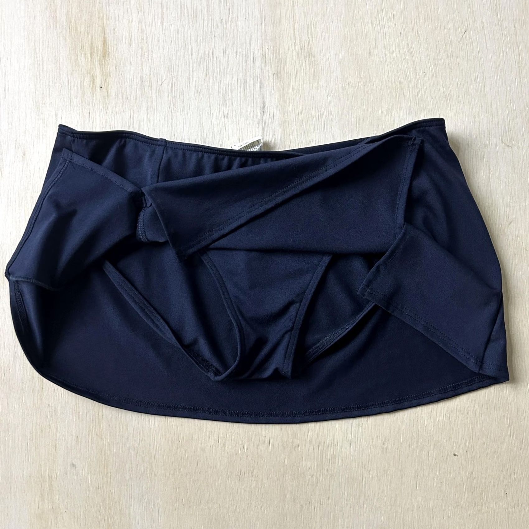 Vintage Baltex Swim Skirt Womens 12 Blue Solid Built In Brief Lined Stretch Bottom Size 34" / US 12 / IT 48 - 3 Thumbnail