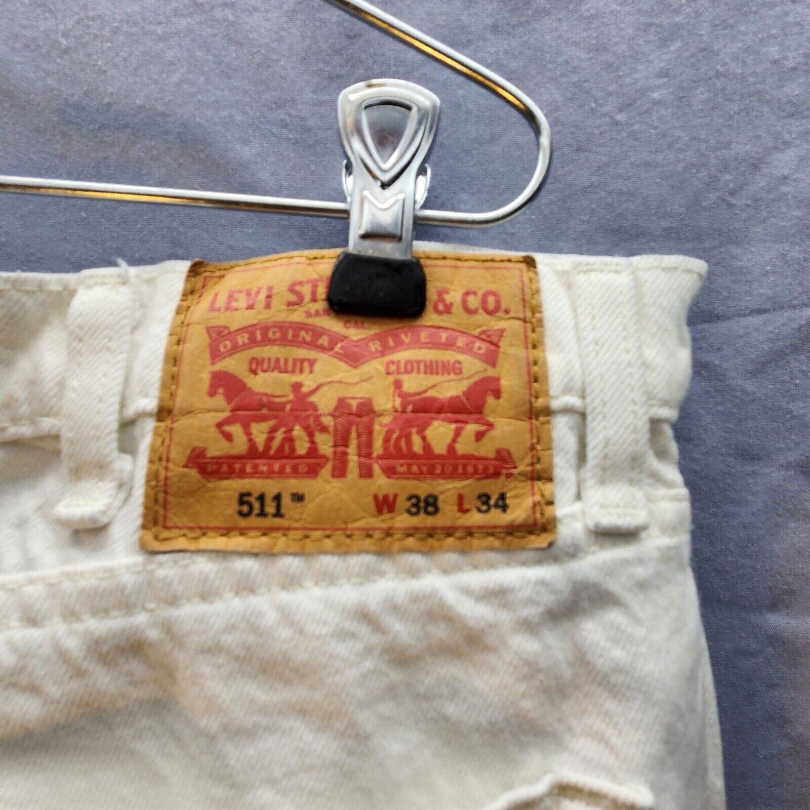 Levi's Levi's 511 White Distressed Jeans Mens 38x34 Size US 38 / EU 54 - 9 Thumbnail
