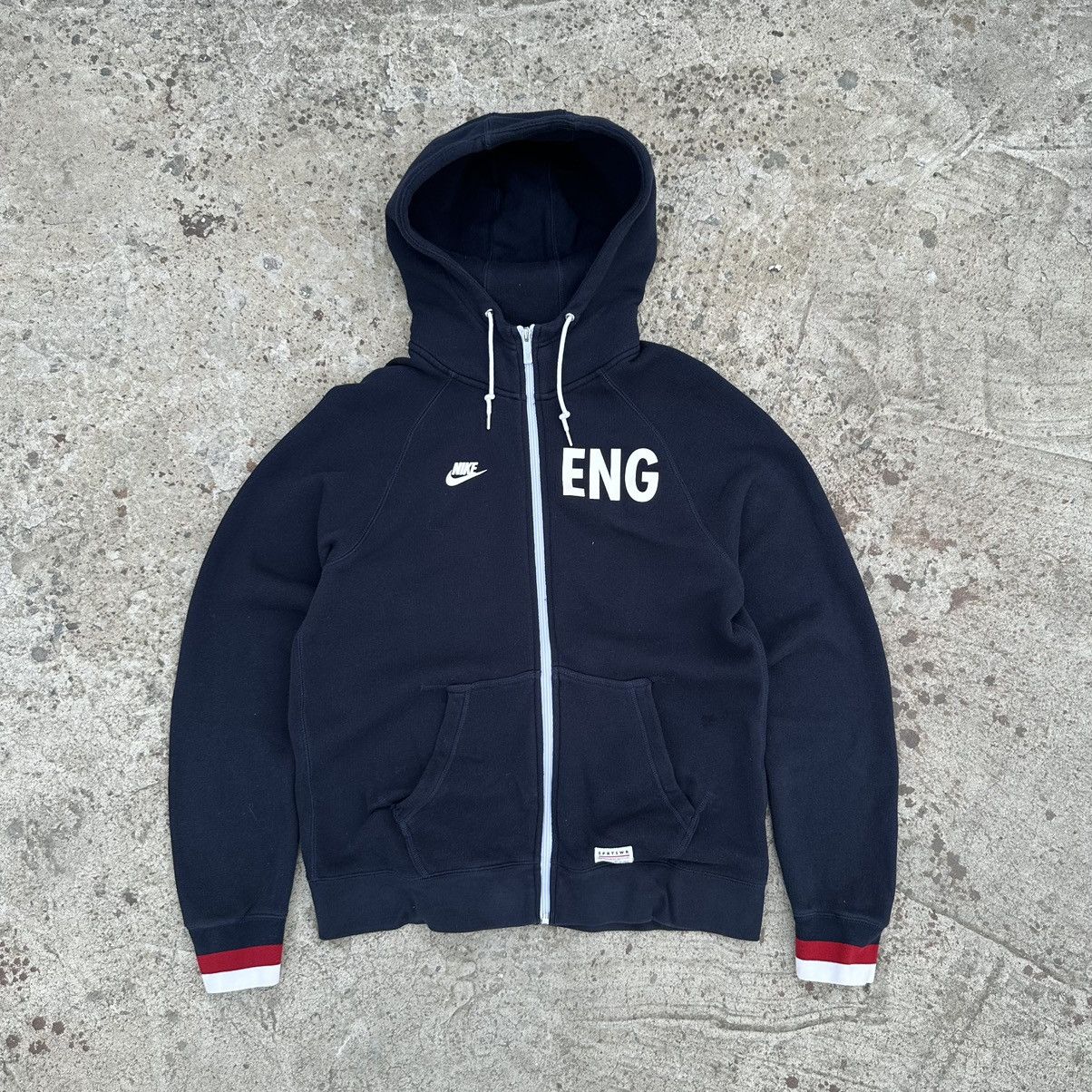 Nike × Vintage Vintage Nike Zip Hoodie England Big Logo Distressed Y2K 00s Size US M / EU 48-50 / 2 - 1 Thumbnail