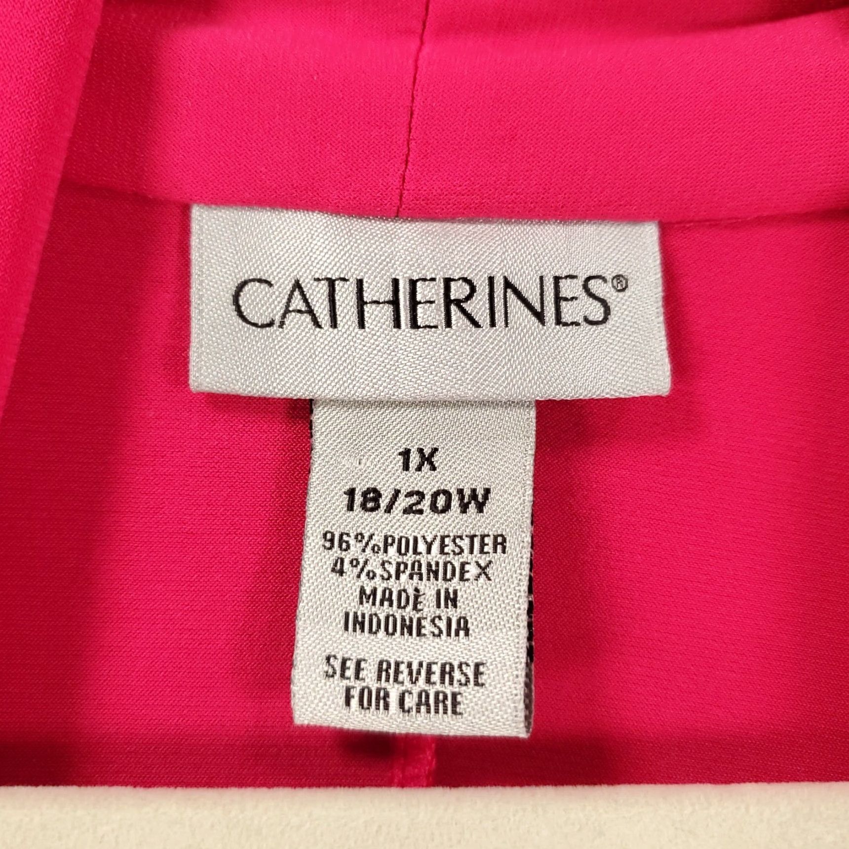 Vintage Catherines Cardigan Womens 1X Pink Stretchy Open Front Flowy 18W 20W Size XL / US 12-14 / IT 48-50 - 5 Thumbnail