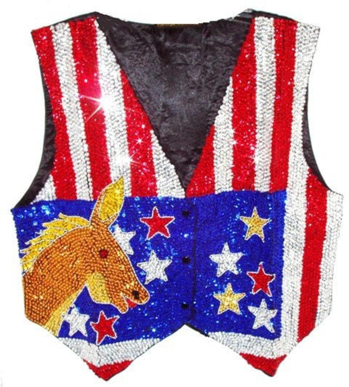 Designer Sequin Vest USA with Donkey Size One Size (M) Size ONE SIZE - 1 Preview
