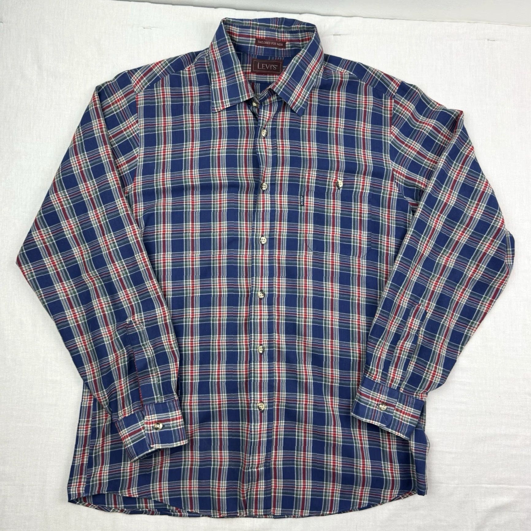 Levi's VINTAGE Levi's Button-Up Shirt Mens Large Blue Plaid 80s Formal Collared Long Sleeve Size US L / EU 52-54 / 3 - 2 Thumbnail