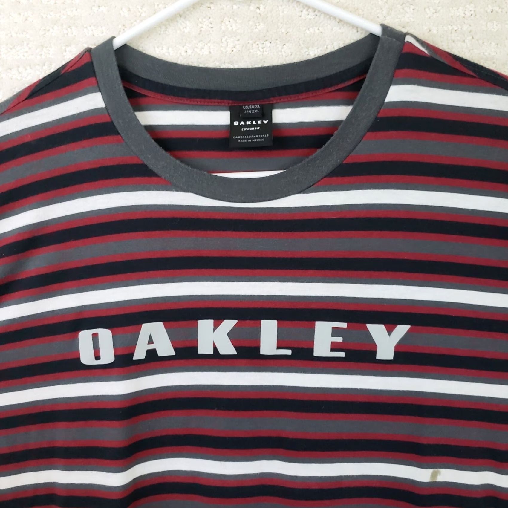 Oakley Oakley Mens XL T-Shirt Striped Crewneck Red, Black, White Multicolor Oakley Markings Summer Tee Men XL Size US XL / EU 56 / 4 - 4 Thumbnail