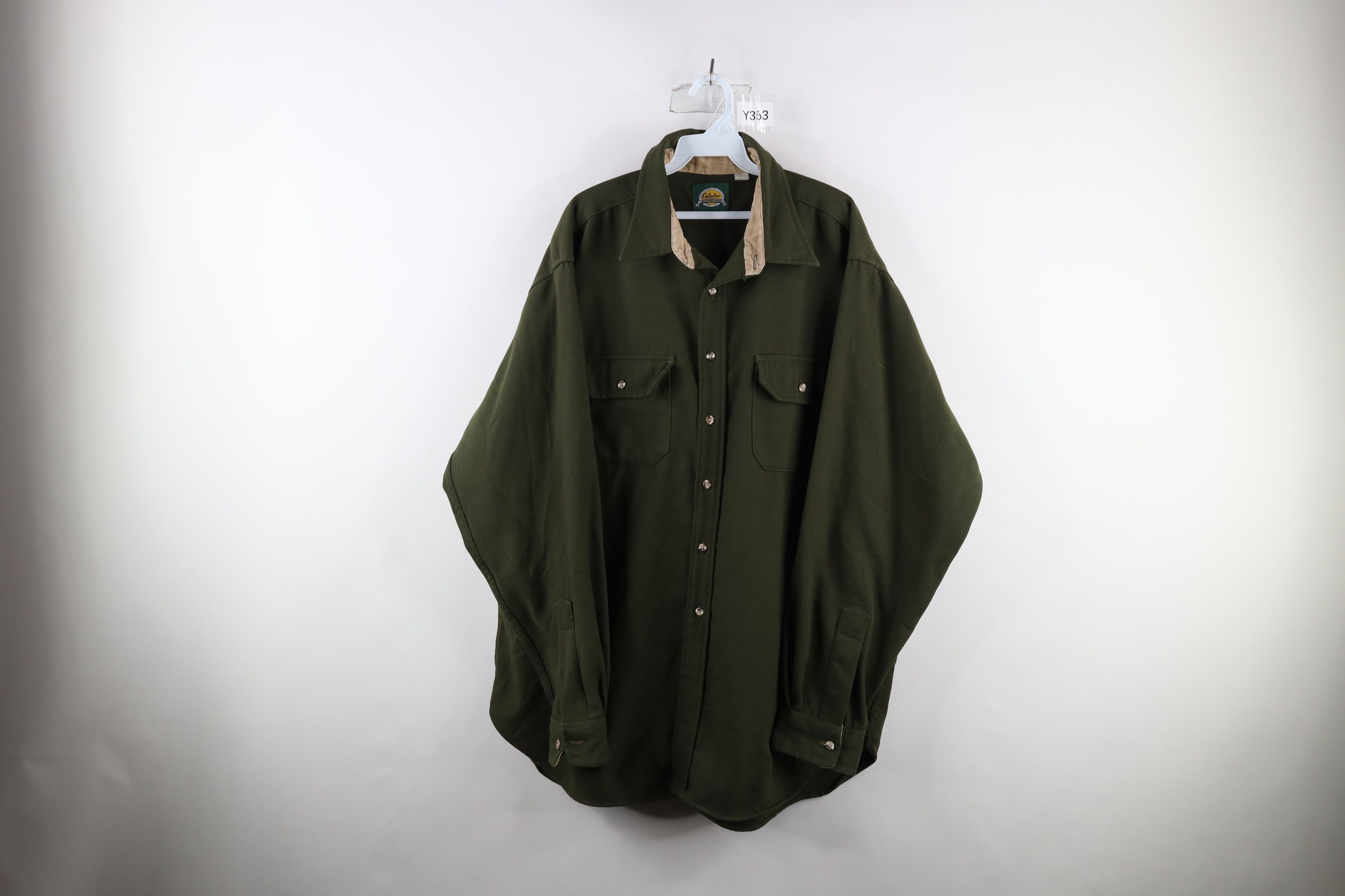 image of 90's Cabelas Heavyweight Collared Button Shirt Usa in Green, Men's (Size 2XL)