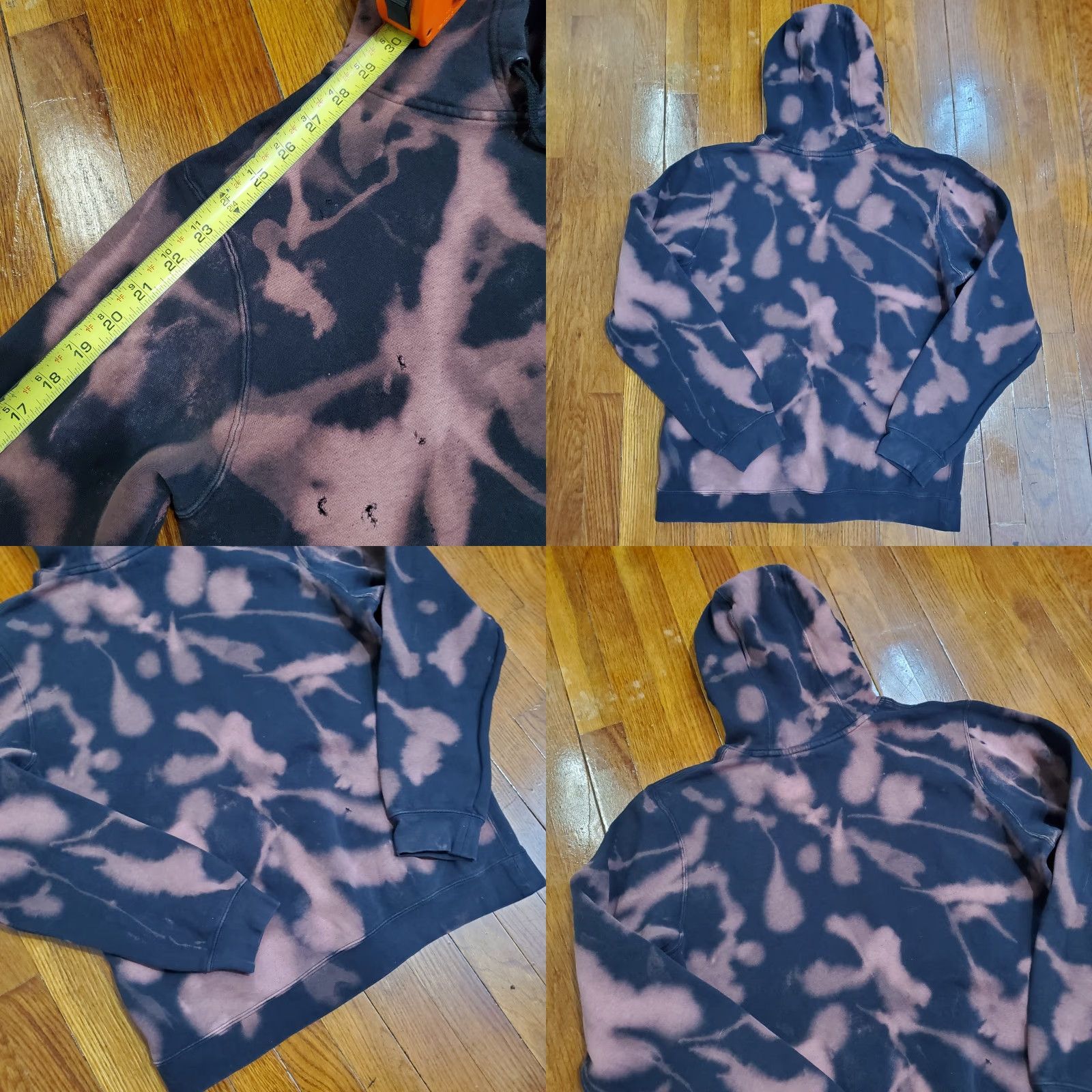 Nike VINTAGE Nike Swoosh Custom Bleach Tie-dye Hoodie Sweatshirt Upcycled Reworked Sz Medium Size US M / EU 48-50 / 2 - 9 Thumbnail