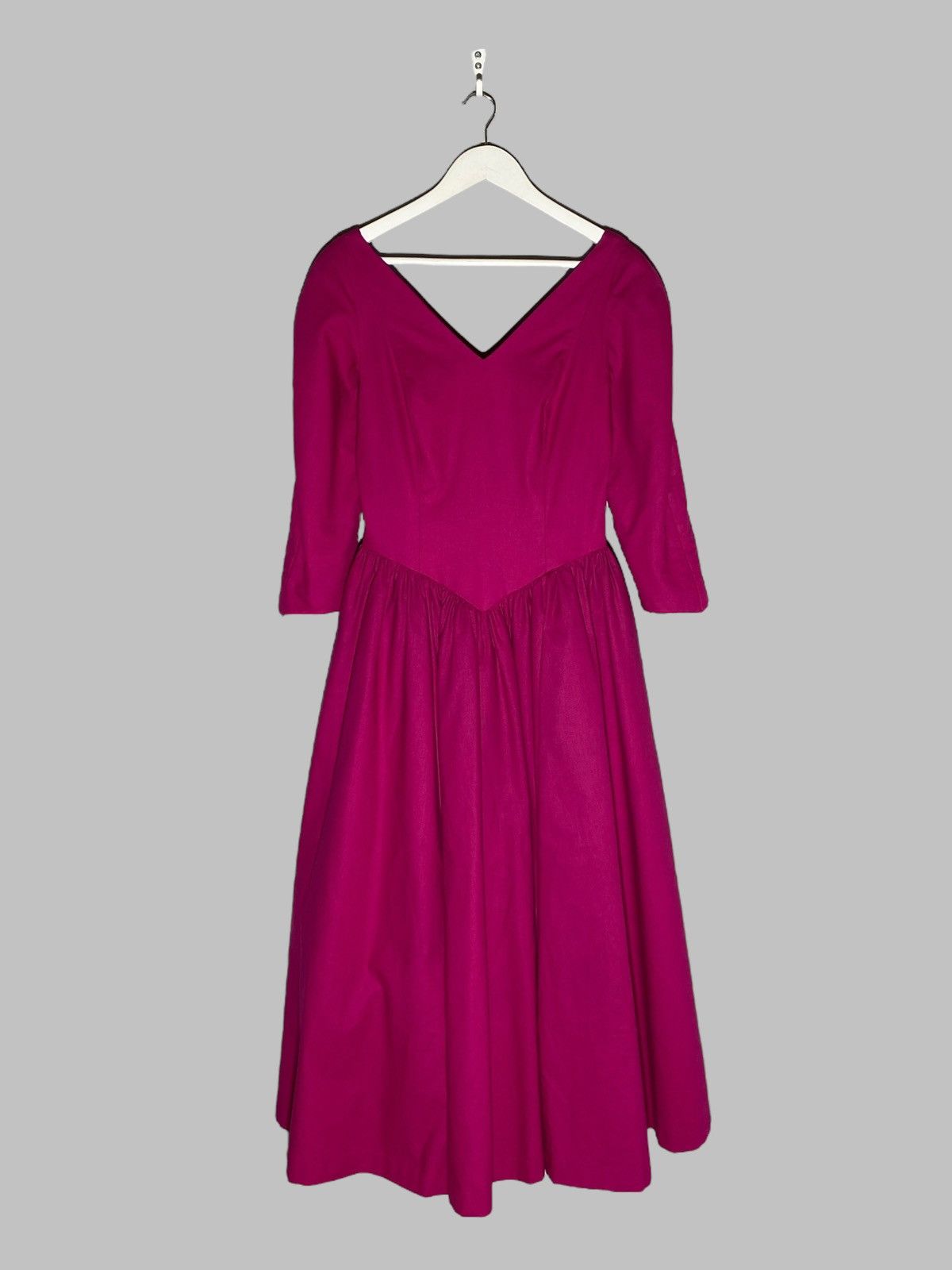 Laura Ashley Vintage 70s 80s Laura Ashley Deep Pink Puff Sleeve Dress Size M / US 6-8 / IT 42-44 - 1 Thumbnail