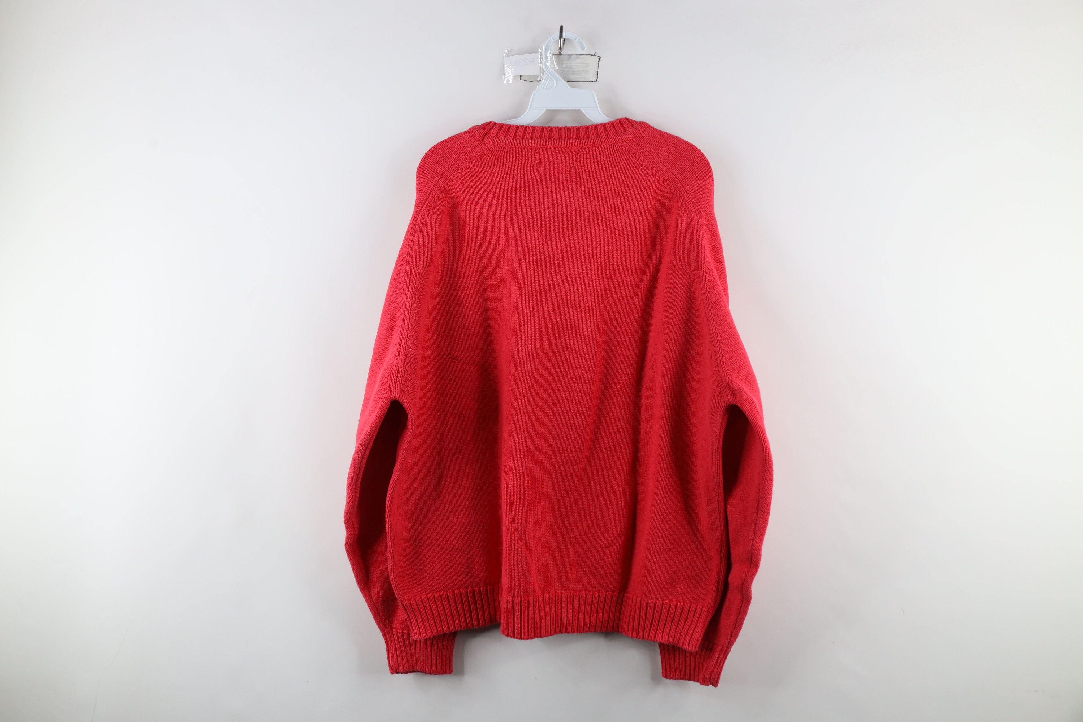Lands' End × Vintage Vintage 90s Lands End Cotton Knit Crewneck Sweater Red USA Size US XL / EU 56 / 4 - 5 Thumbnail
