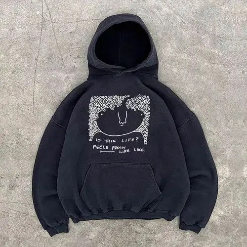 Other Black washed vintage hair pattern hoodie y2k Size US 32 / EU 48 - 5 Thumbnail