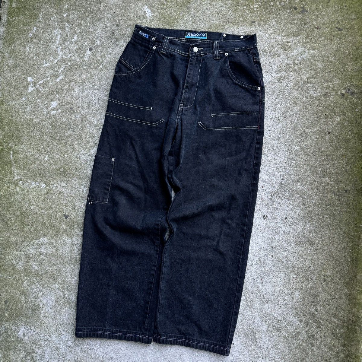 Vintage Y2K Baggy Faded Thrashed Wide Leg Skater Jeans ERD Grunge Size US 32 / EU 48 - 11 Thumbnail