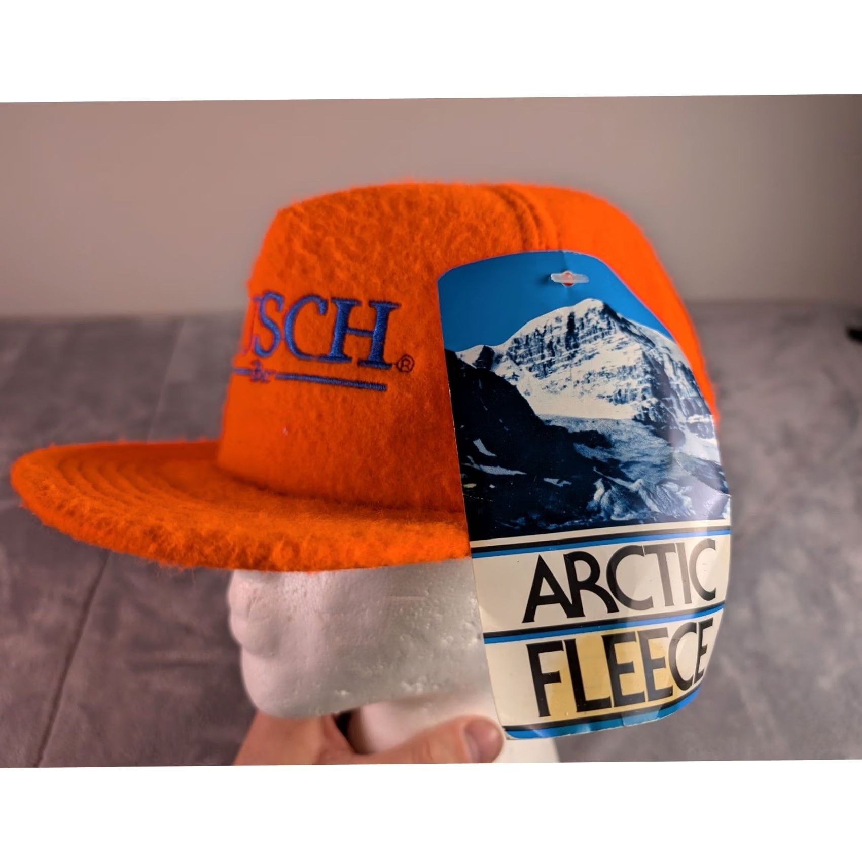 Vintage VINTAGE Busch Beer Arctic Fleece Snapback Hat Blaze Orange Made in USA NWT Size 44L - 2 Thumbnail