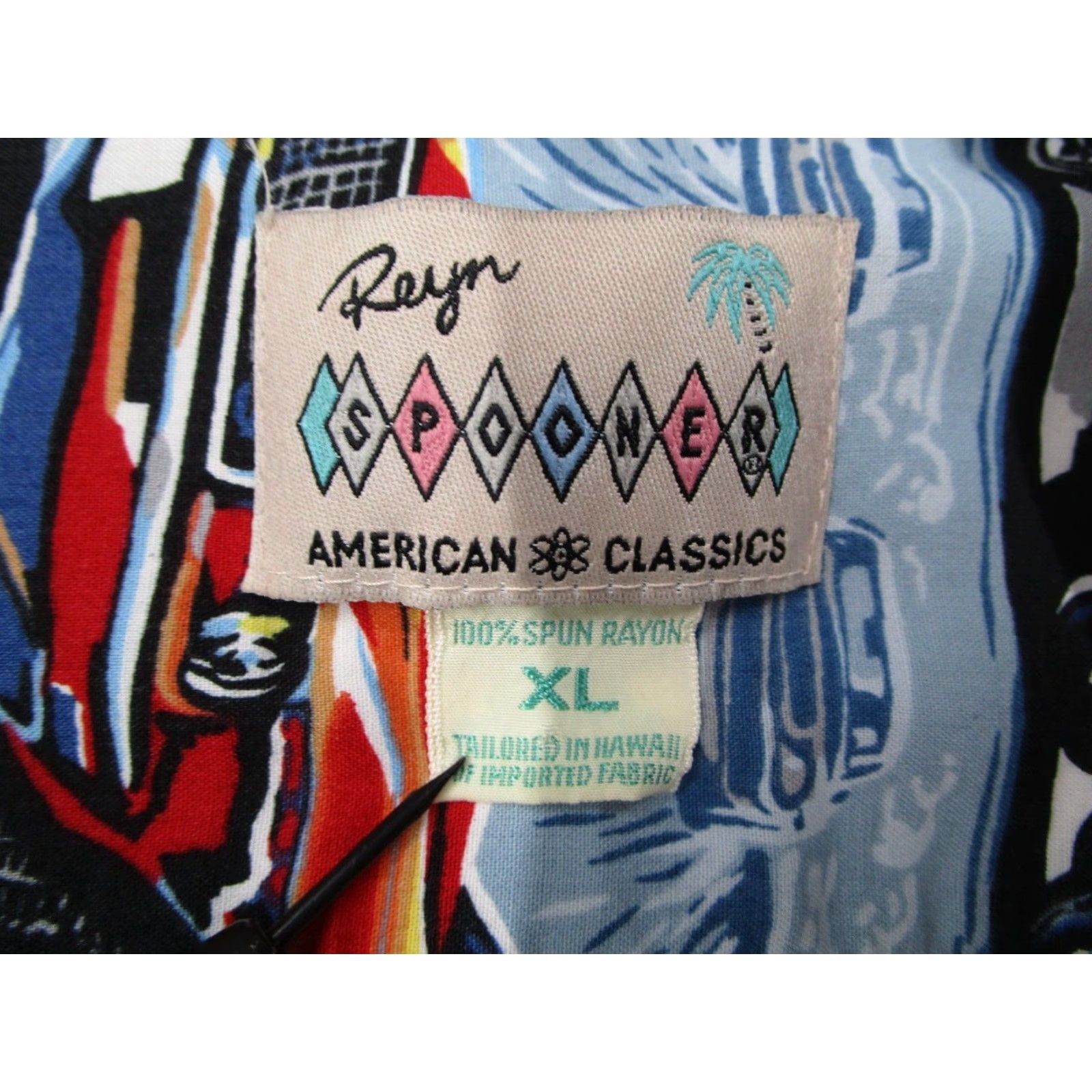 Reyn Spooner VINTAGE Reyn Spooner Shirt Mens XL Blue Eddy Y Hawaiian Cars Button Up Short Sleeve Geometric 100% Rayon Men's" Size US XL / EU 56 / 4 - 3 Thumbnail