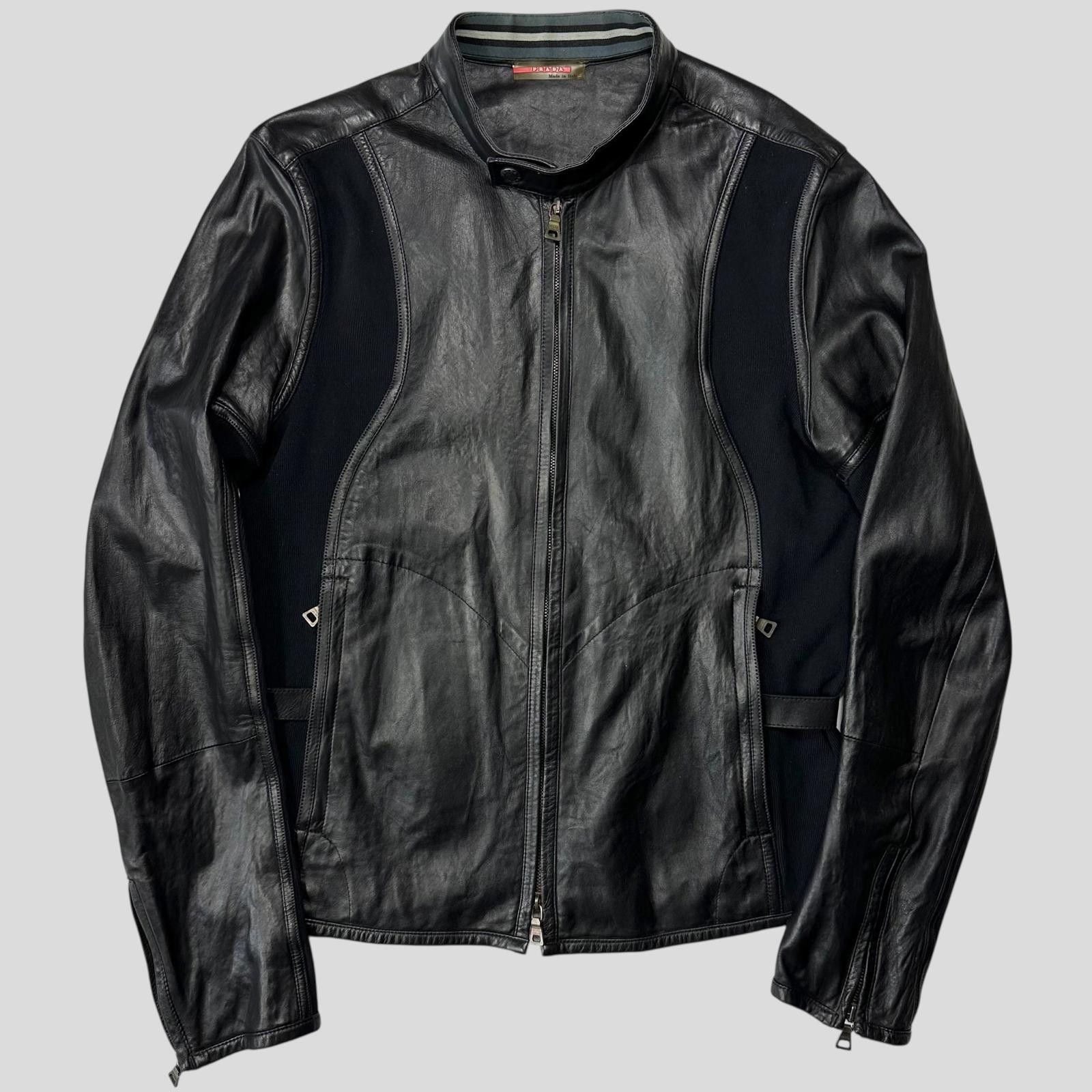 Prada Prada Sport SS00 Leather Biker Curved Panelled Moto Jacket S Size US S / EU 44-46 / 1 - 1 Thumbnail