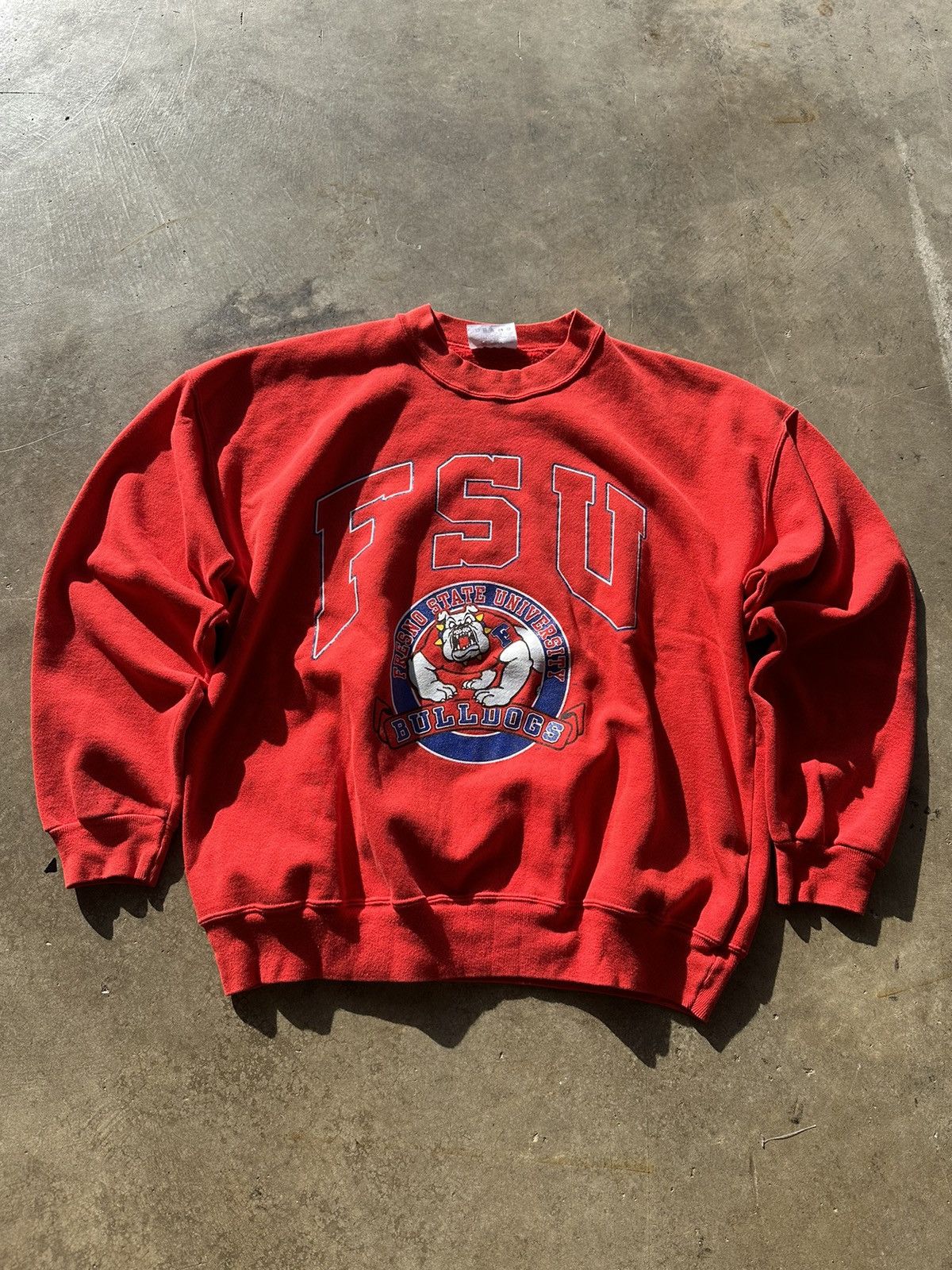 image of NCAA x Vintage 90’S FSU Bulldogs Retro Crewneck in Red, Men's (Size XL)