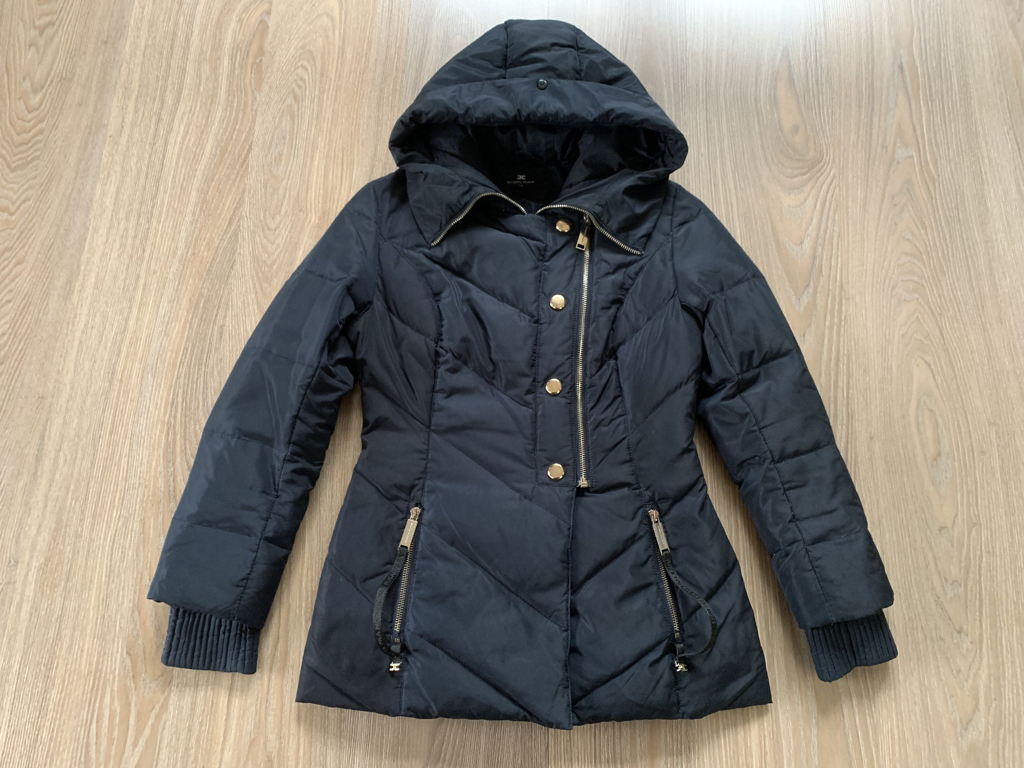 Elisabetta Franchi Elisabetta Franchi Black Hooded Quilted Puffer Jacket Size M / US 6-8 / IT 42-44 - 2 Thumbnail