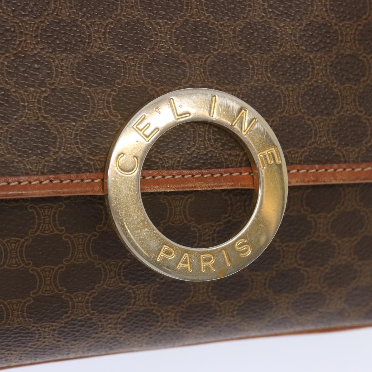 Celine CELINE Macadam Canvas Shoulder Bag Pvc Leather Brown Size ONE SIZE - 14 Thumbnail