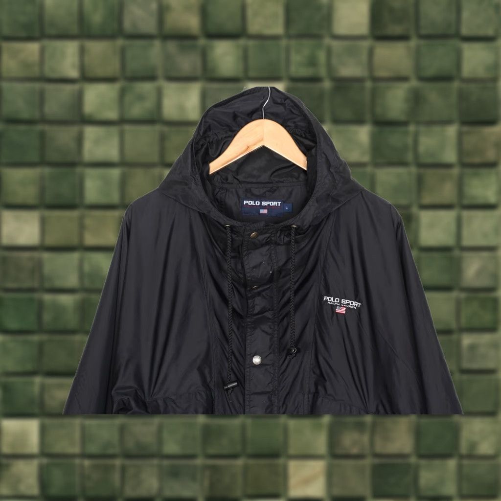 Ralph Lauren VINTAGE POLO SPORT RALPH LAUREN Hooded Mid Length Windbreaker Jacket Men L Black Windbreaker Shirt Mens Size US L / EU 52-54 / 3 - 1 Thumbnail