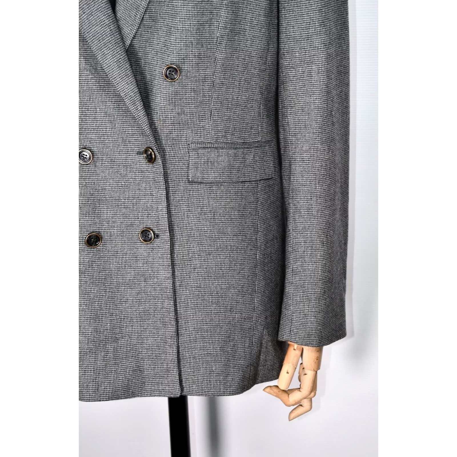 Sandro Sandro Paris Houndstooth Double Breasted Blazer Coat Jacket size 40 Gray Women's Size S / US 4 / IT 40 - 5 Thumbnail