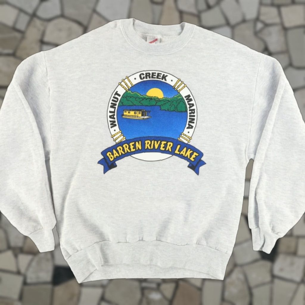 Jerzees VTG Jerzees Sweatshirt Gray Men's L Barren River Lake Walnut Creek Crew Neck Long Sleeve Cotton Blend Shirt Size US L / EU 52-54 / 3 - 1 Thumbnail