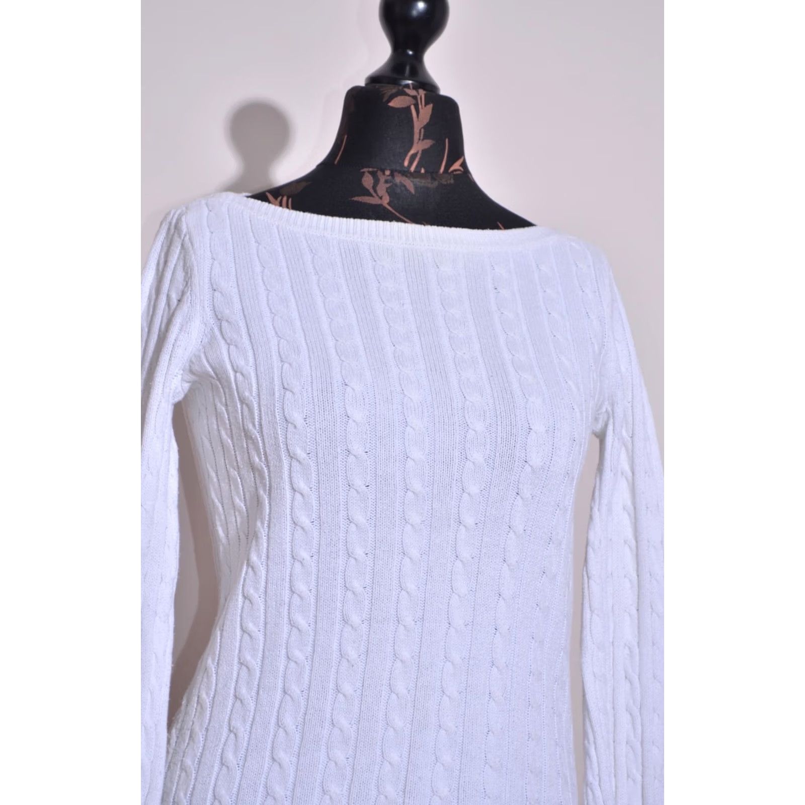 Ralph Lauren Lauren Ralph Lauren Jumper Shirt Women XS Cable Knit Cotton White Pullover Knit Logo - Size XS / US 0-2 / IT 36-38 - 3 Thumbnail